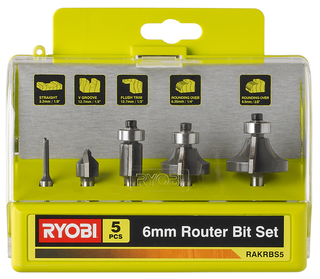 Zestaw frezów do drewna RAKRBS5 5 szt. uchwyt 6 mm RYOBI