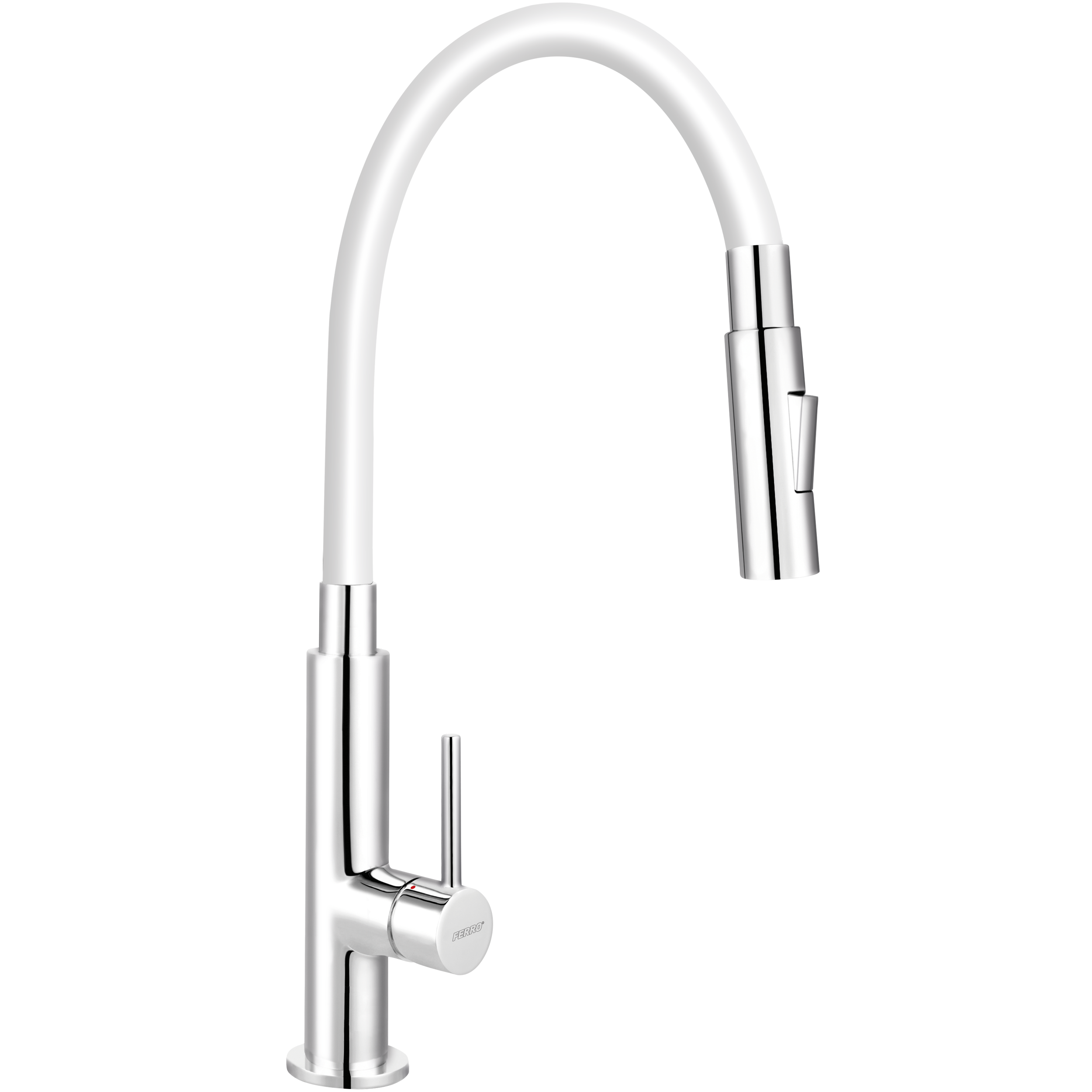 Bateria kuchenna z elastyczną wylewką U 34 cm Fitness Slim Biała Ferro