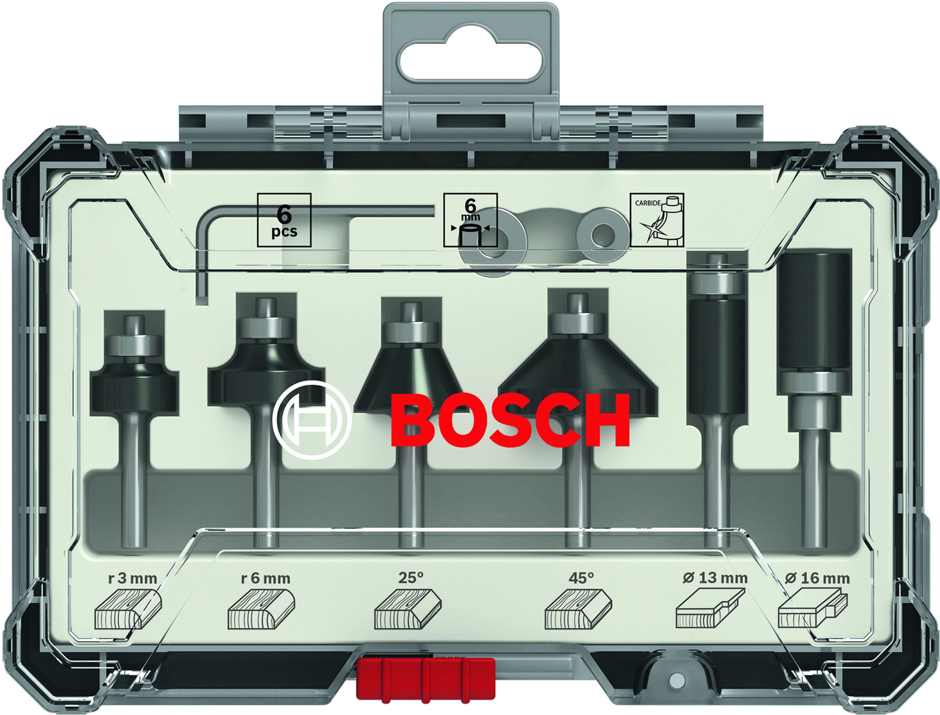 Zestaw frezów 6 szt. uchwyt 6 mm BOSCH
