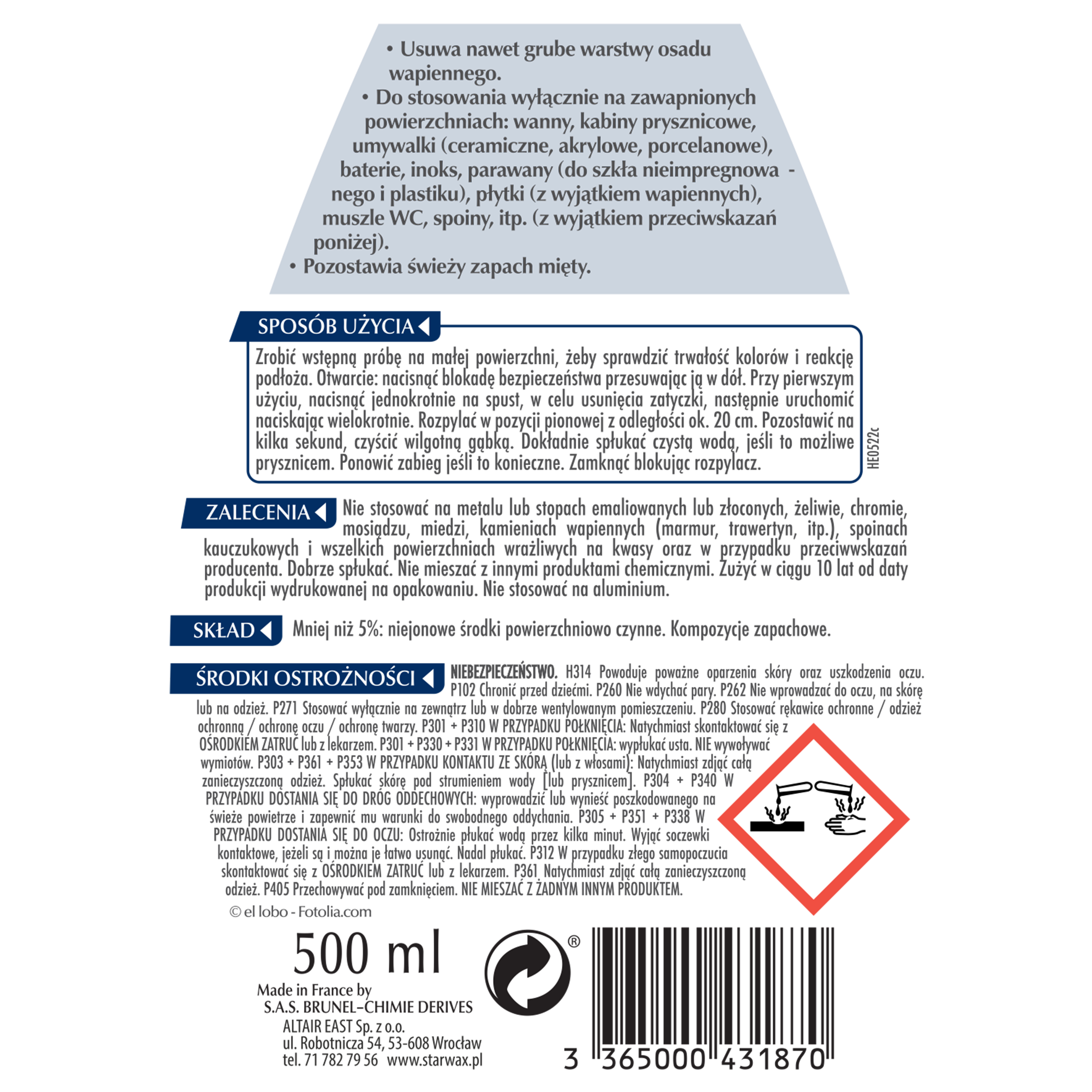 Super odwapniacz ŁAZIENKA 0.5 l STARWAX - 5