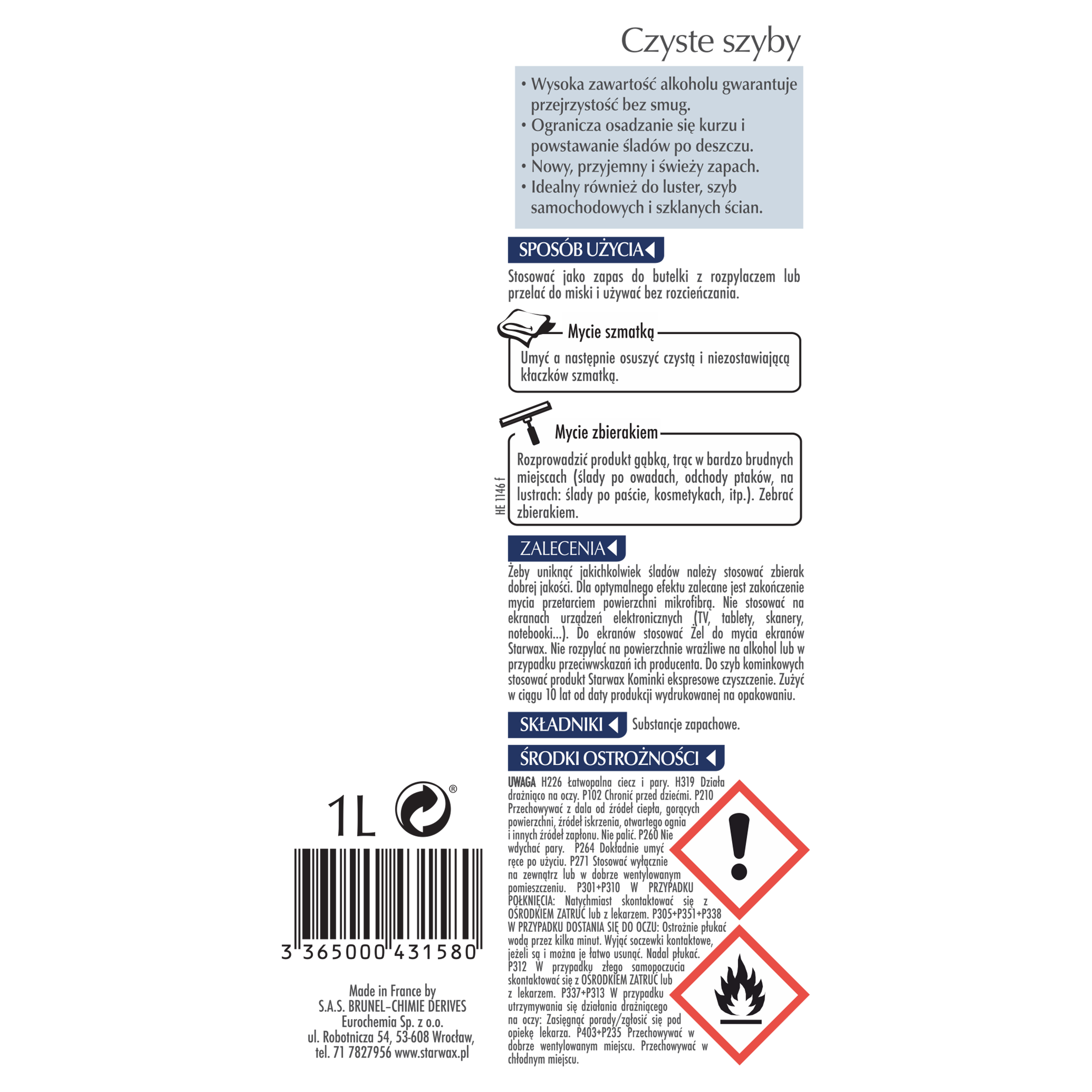 Środek czyszczący SZYBY płyn na alkoholu 1 l STARWAX - 2