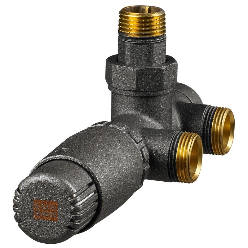 Zespolony zawór 1-otworowy KĄTOWY grafit LUXRAD