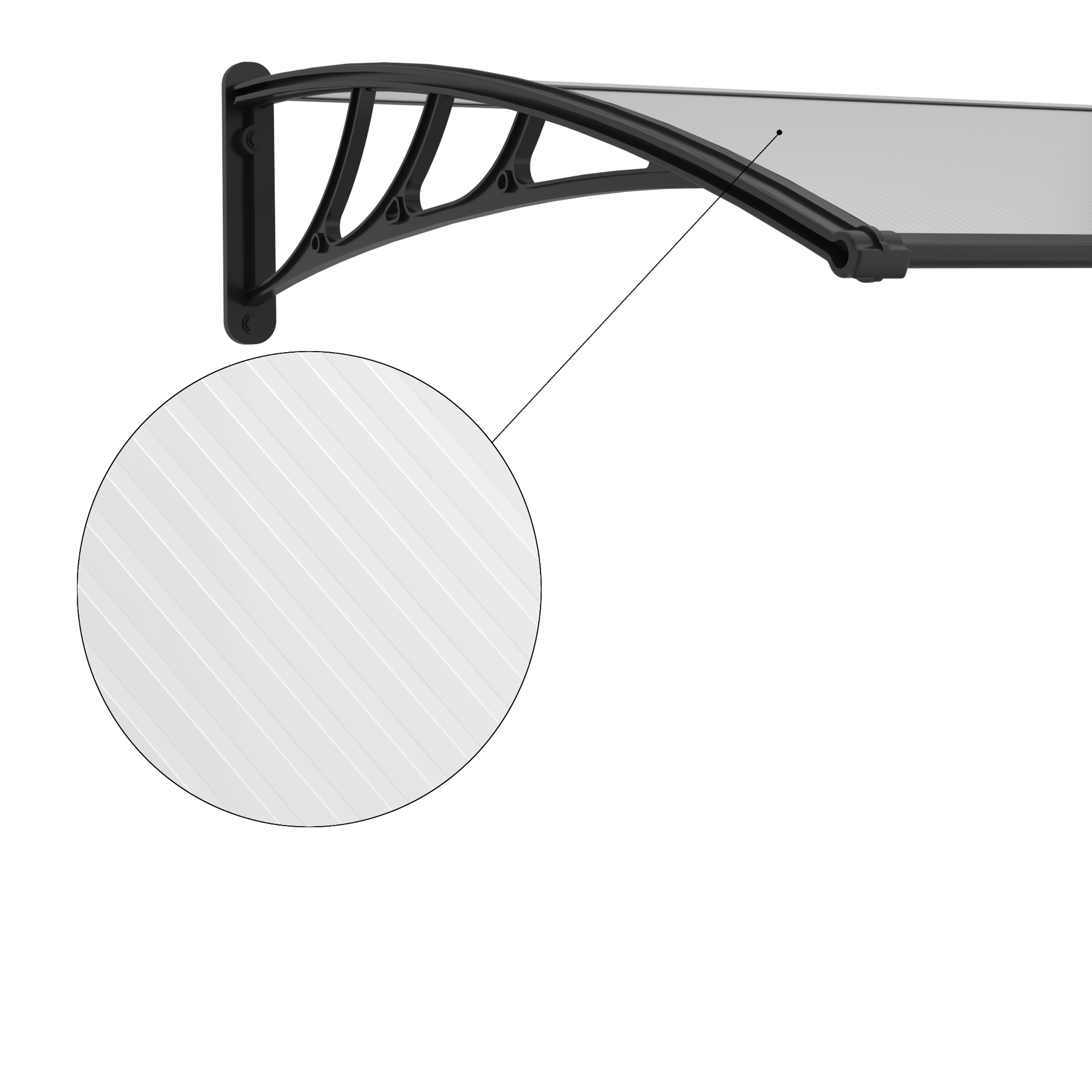 Pensilina in resina trasparente L 120 x P 100 cm struttura nero - 14