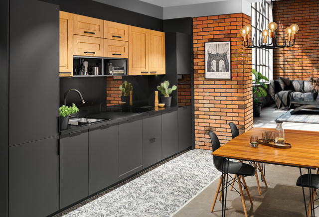 Czarna kuchnia loft