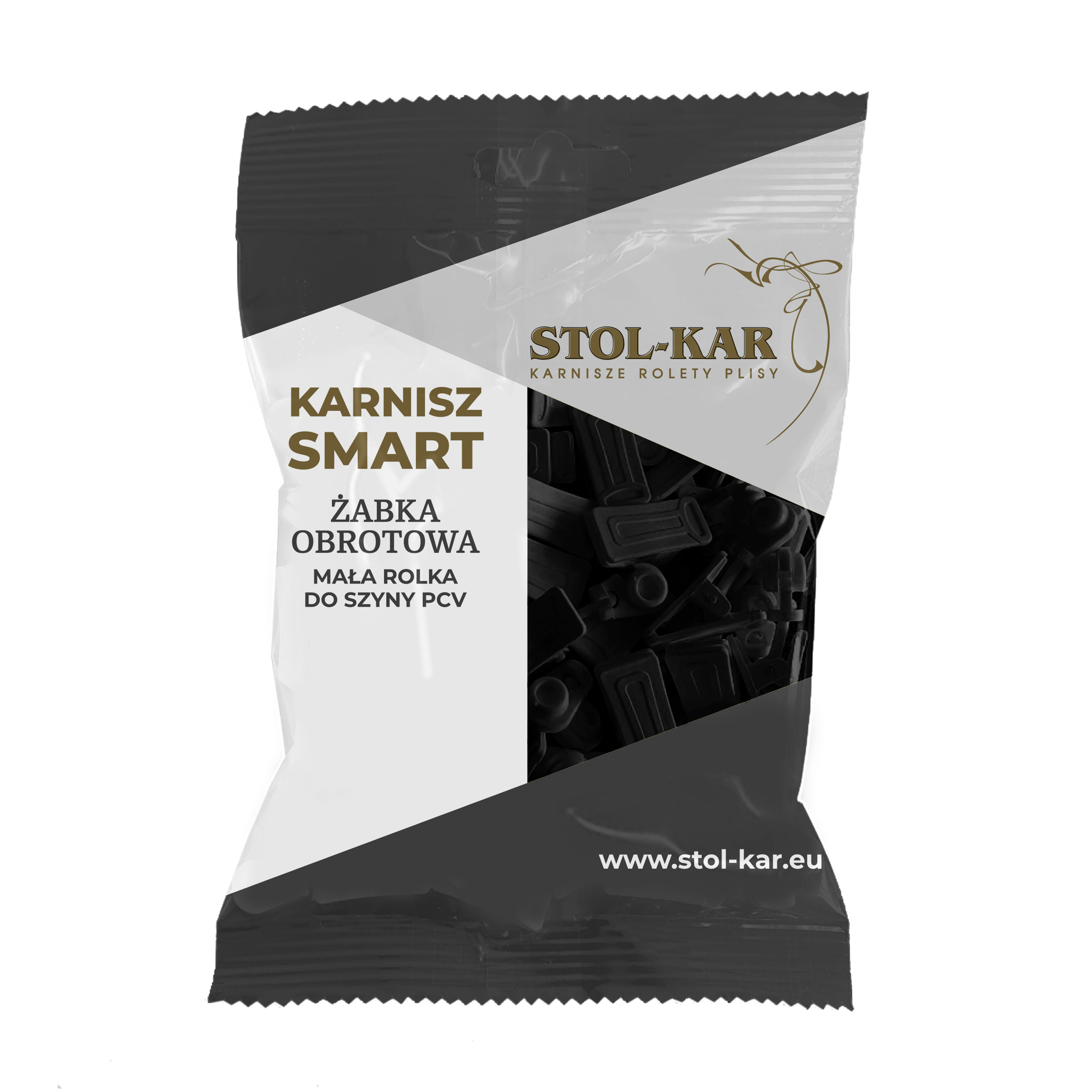 Żabki obrotowe z rolką 50 szt. czarne - 3