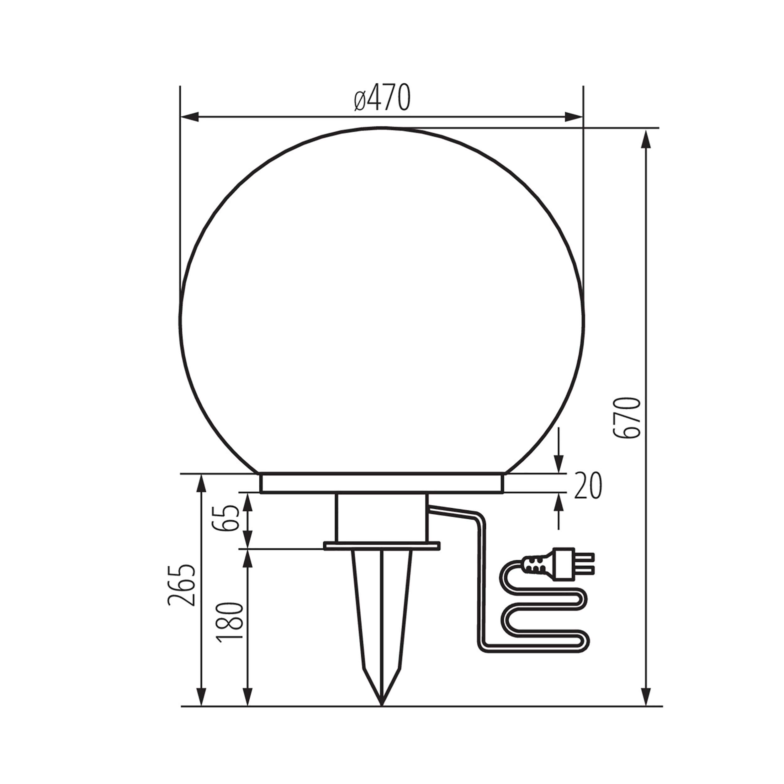 Kula ogrodowa wbijana Idava E27 śr. 47 cm IP44 Kanlux - 4