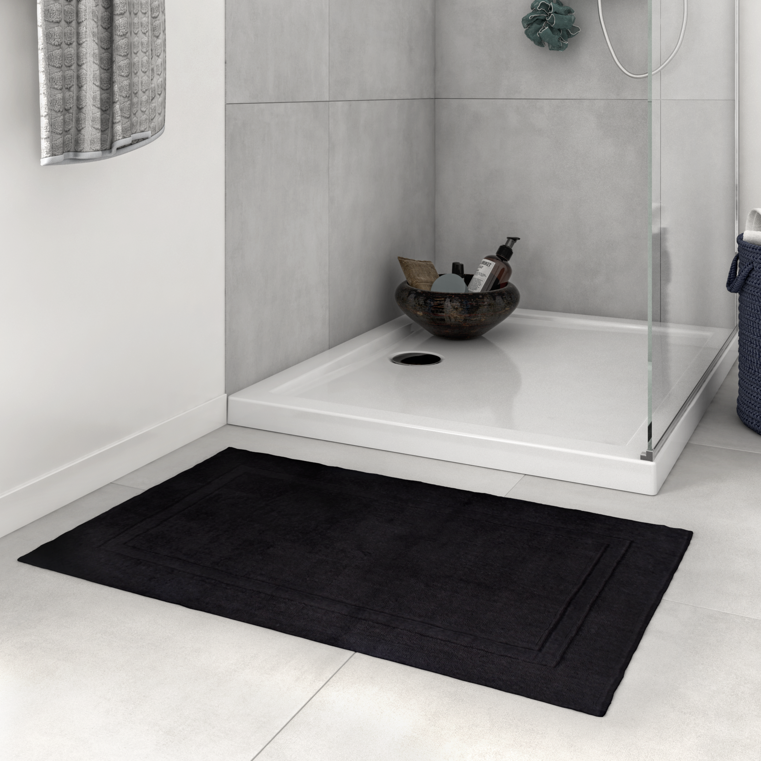Alfombra de baño rectangular Terry 50x80 cm negro - 5