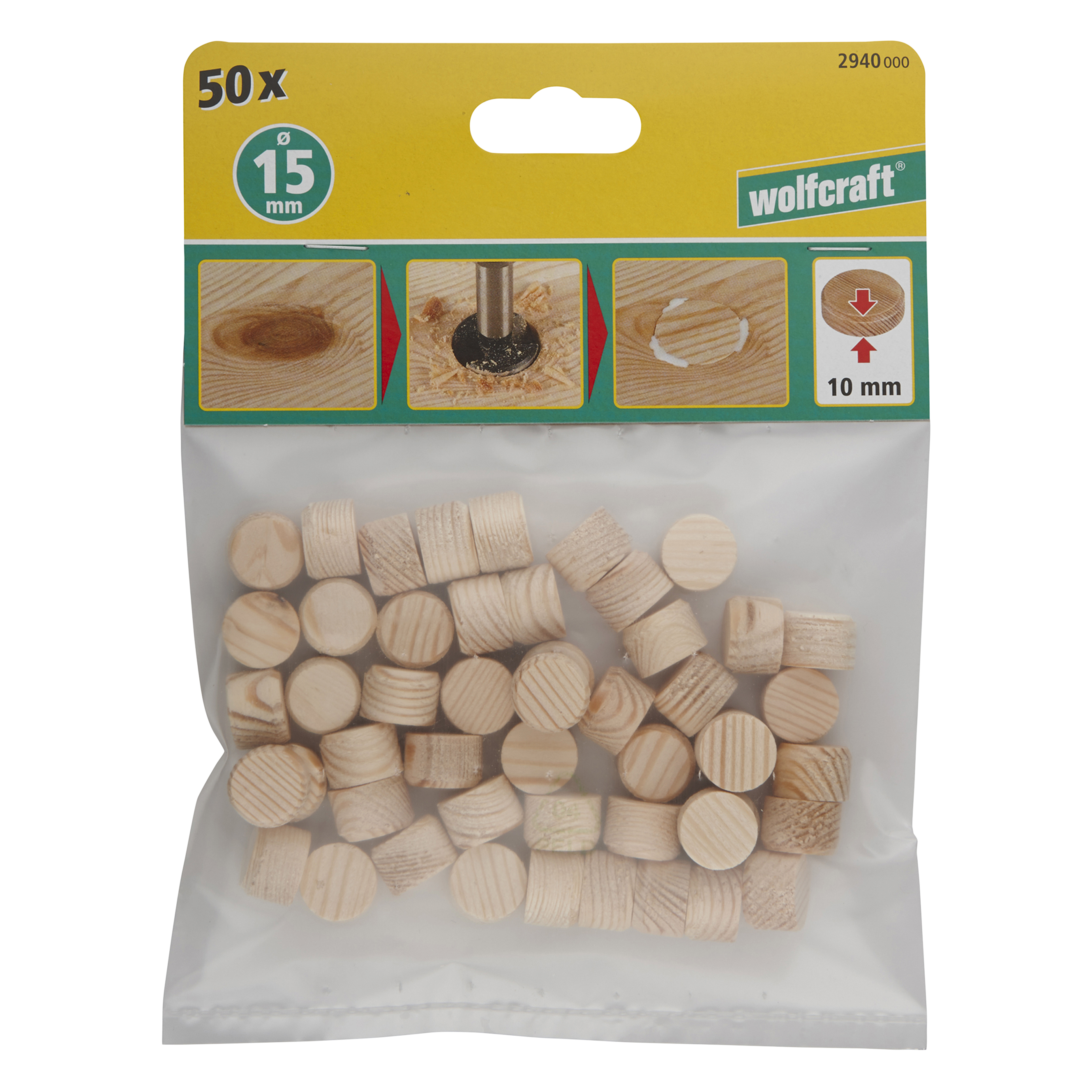 Zaślepki otworów 15 mm 2940000 50 szt. WOLFCRAFT - 3