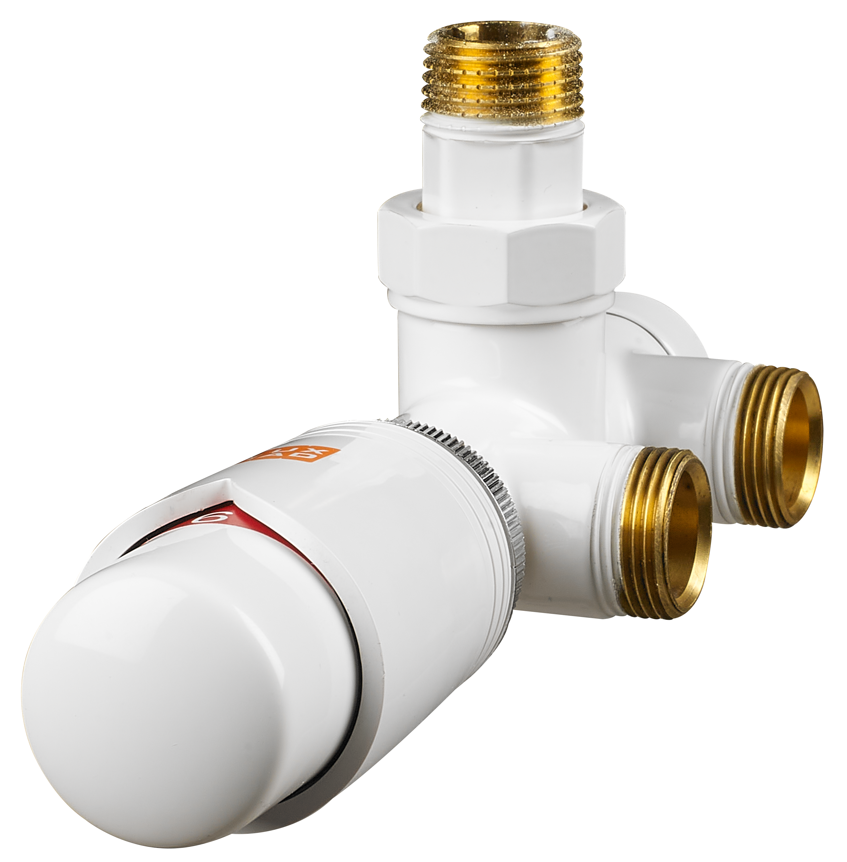 Zespolony zawór 1-otworowy KĄTOWY biały LUXRAD