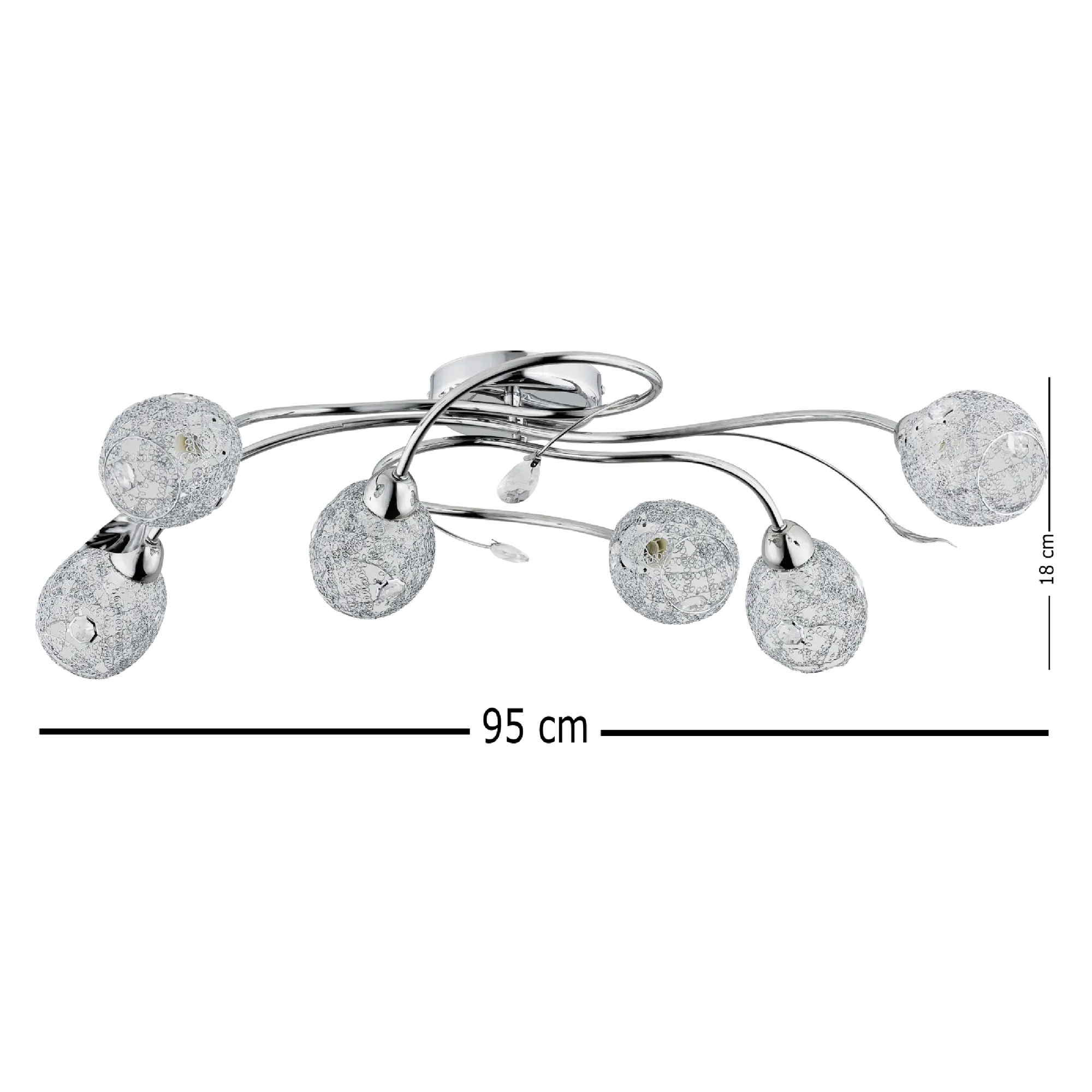 Lampa sufitowa Orlean srebrna 6 x E14 Alfa - 3