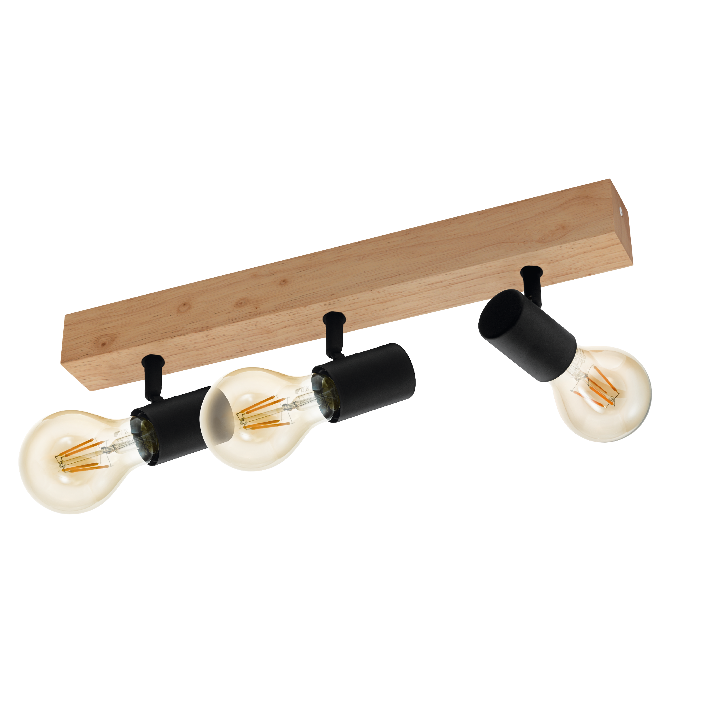 Faretto decorativo senza fonte luminosa TOWNSHEND in acciaio<multisep/>legno beige E27 EGLO 3 luci - 5