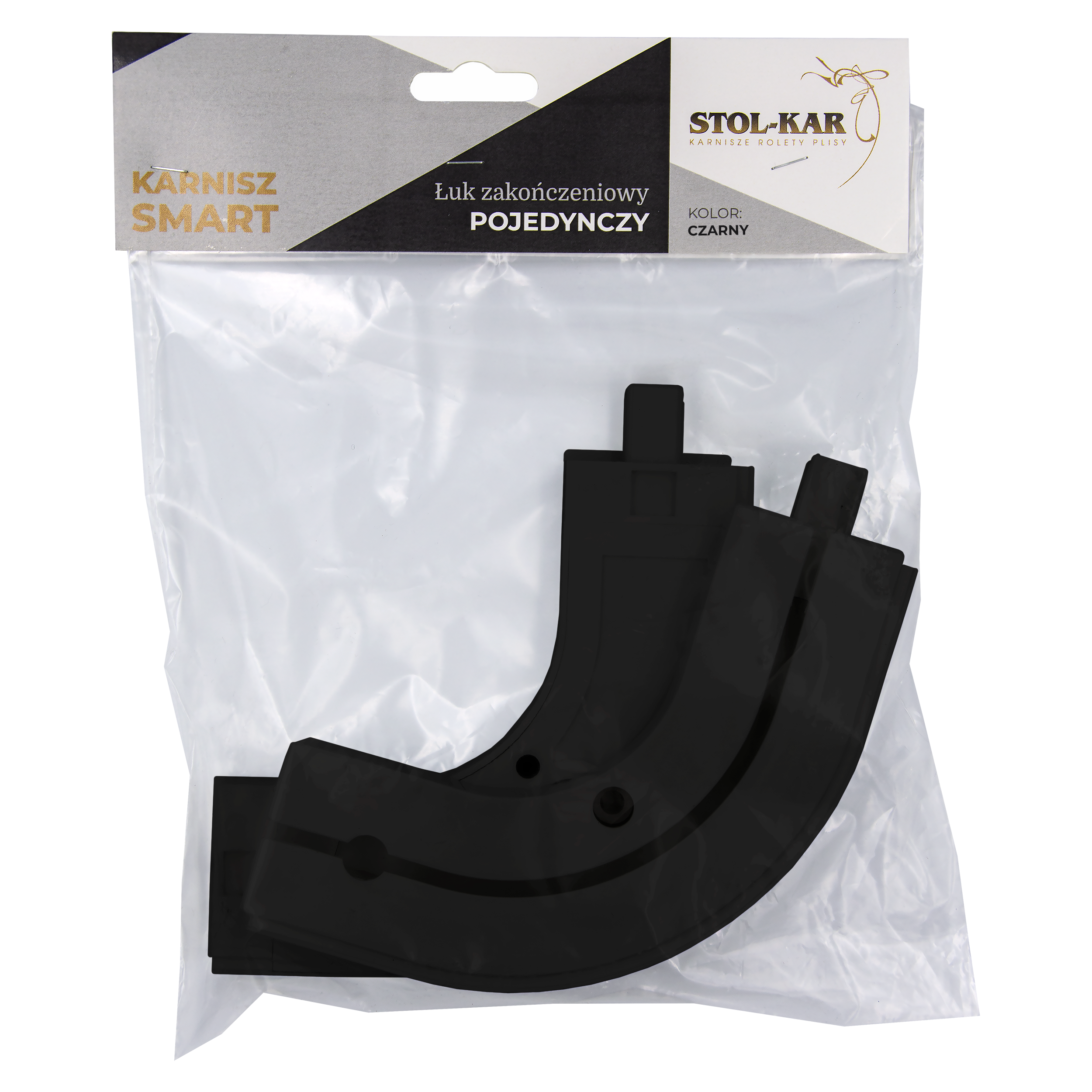 Łuk zewnętrzny zakończeniowy 2 szt. lewy i prawy do szyny sufitowej 1-torowej 25 cm czarny - 3