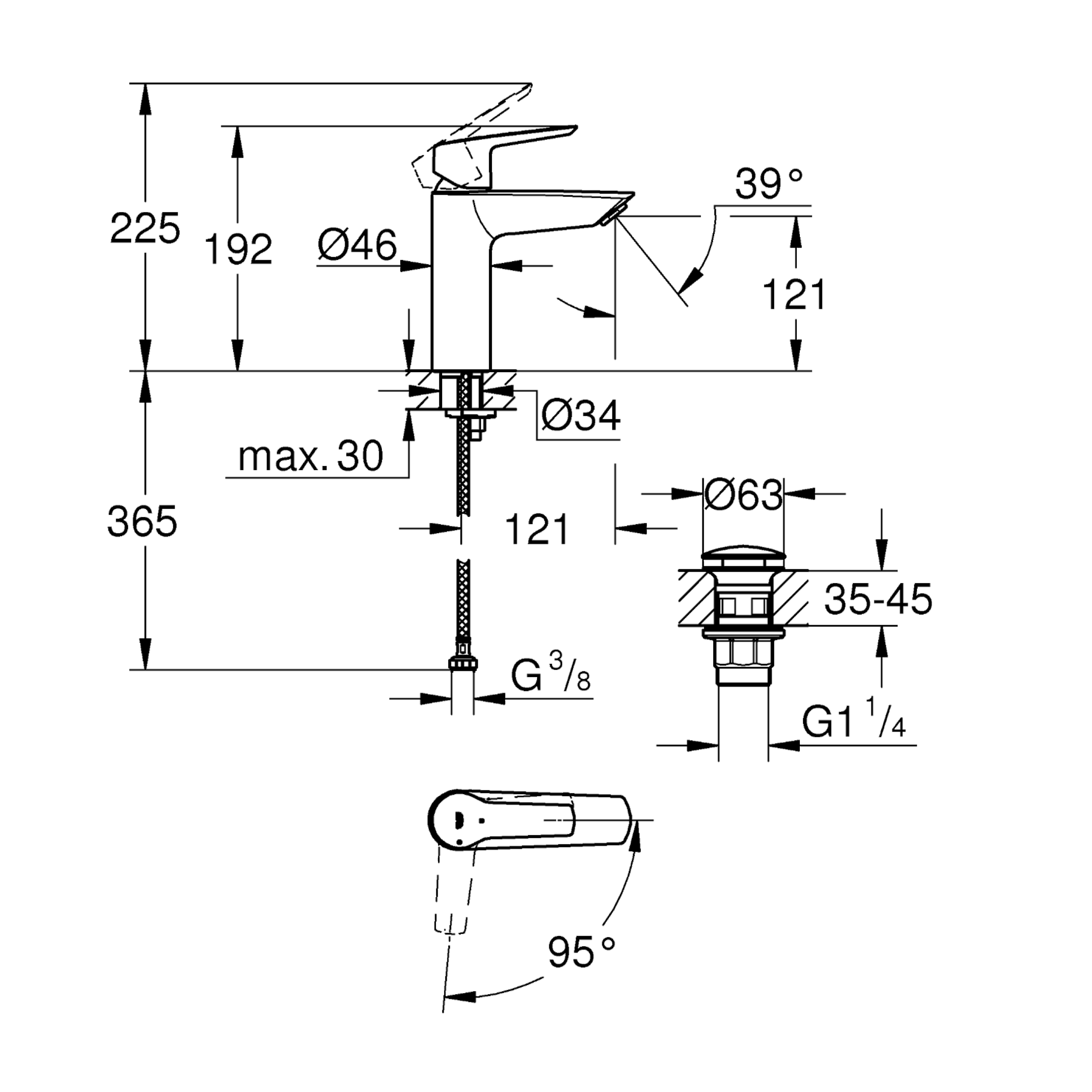 Bateria umywalkowa chrom Start 2021 M QuickFix Grohe - 3