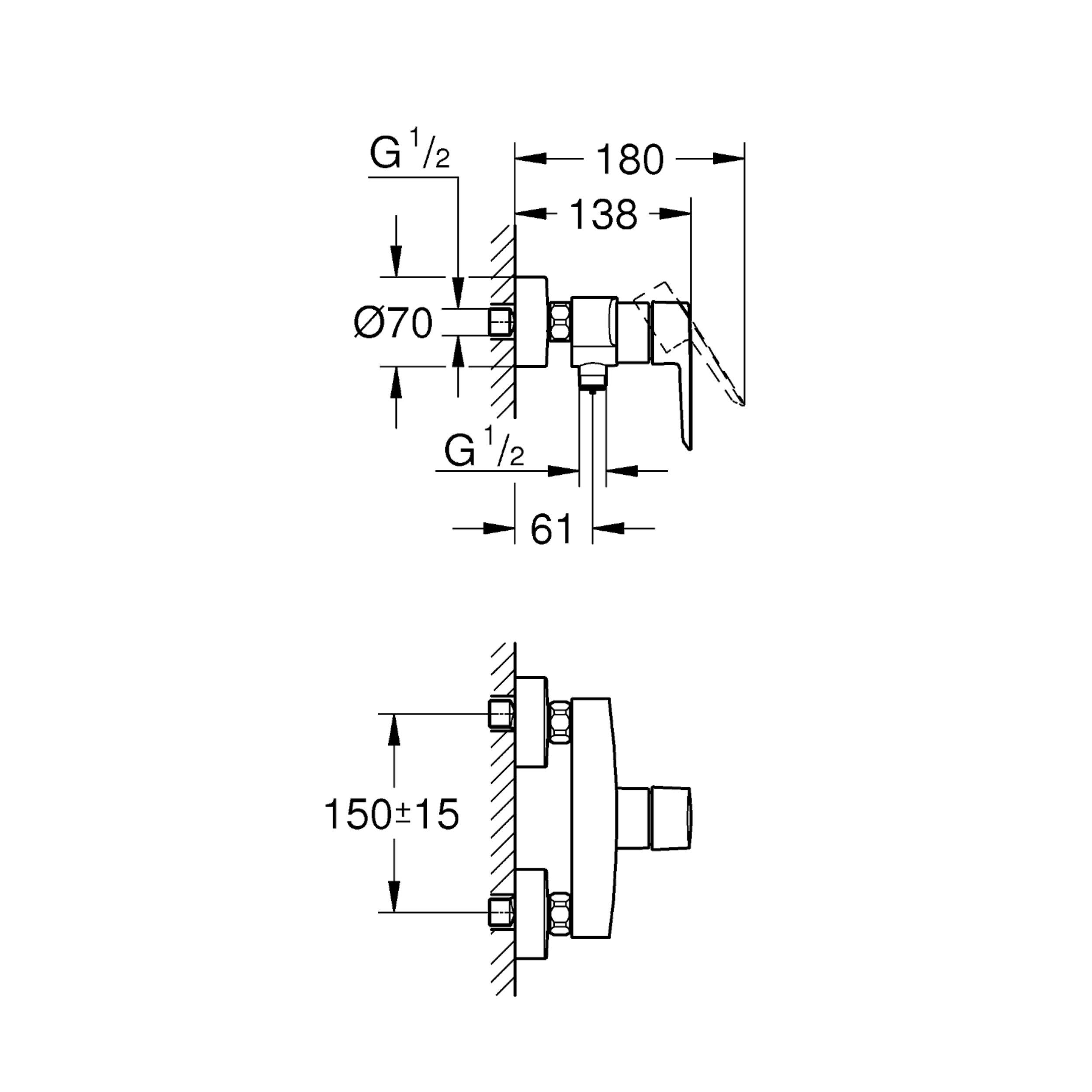 Grifo de ducha monomando GROHE Start New 22 cromo brillo Latón - 3