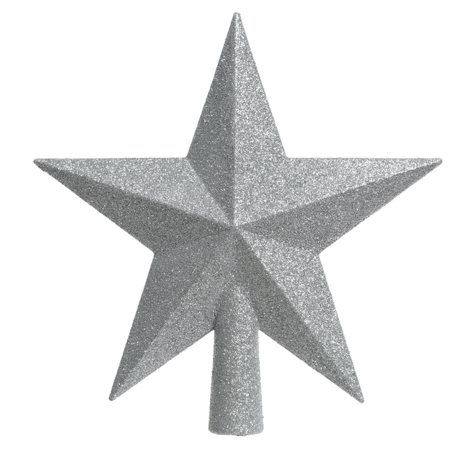 Estrela de topo glitter 19 cm prateado