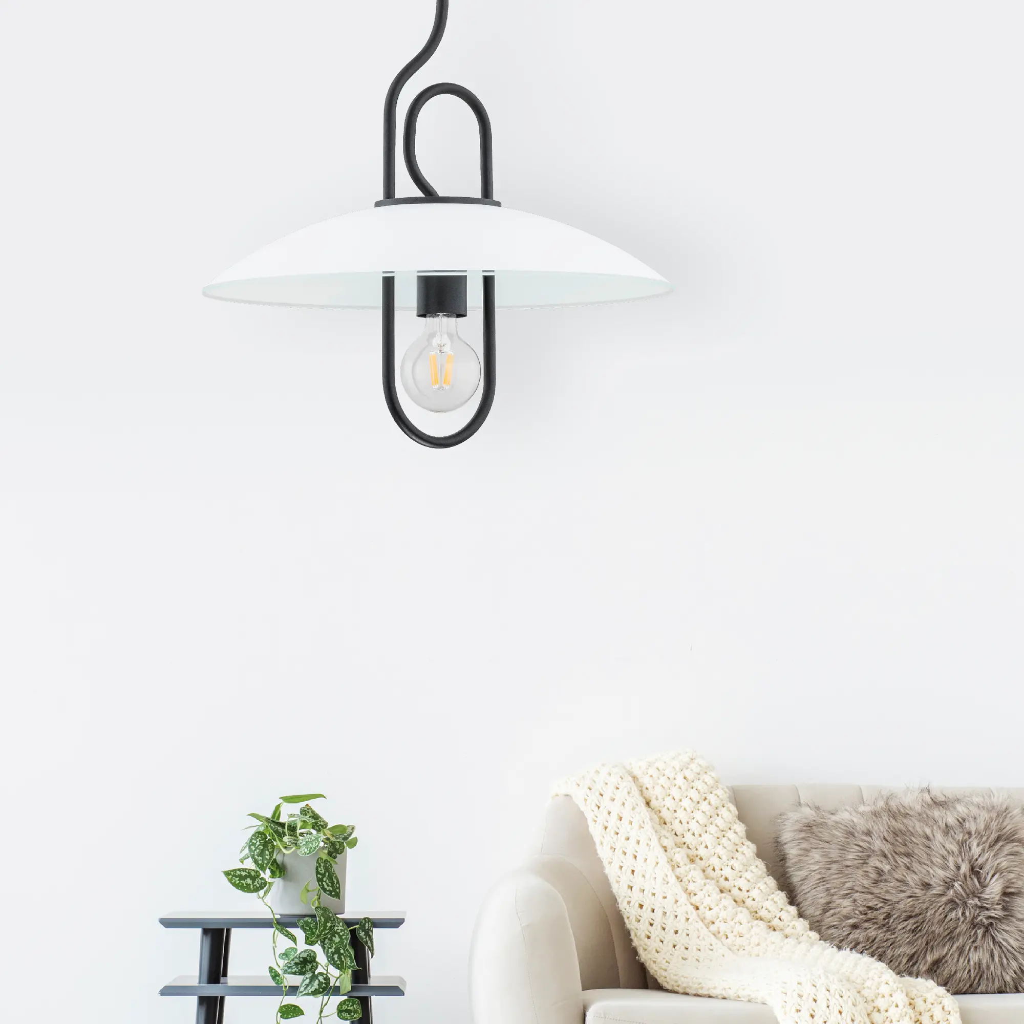 Lampa wisząca Chee Black biało-czarna E27 Alfa - 2