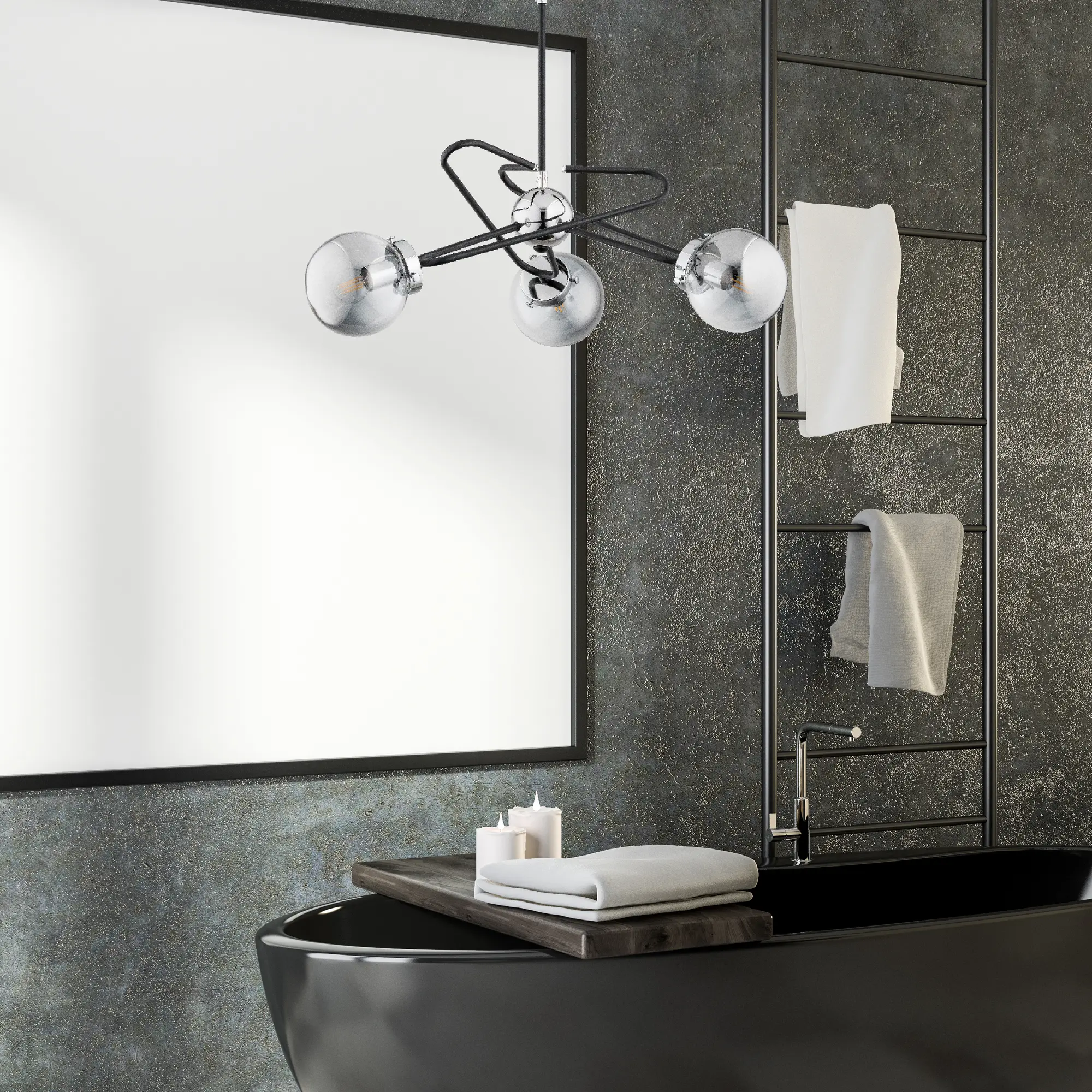 Lampa wisząca Sagito chrom czarna z chromem 3 x E14 Alfa - 2