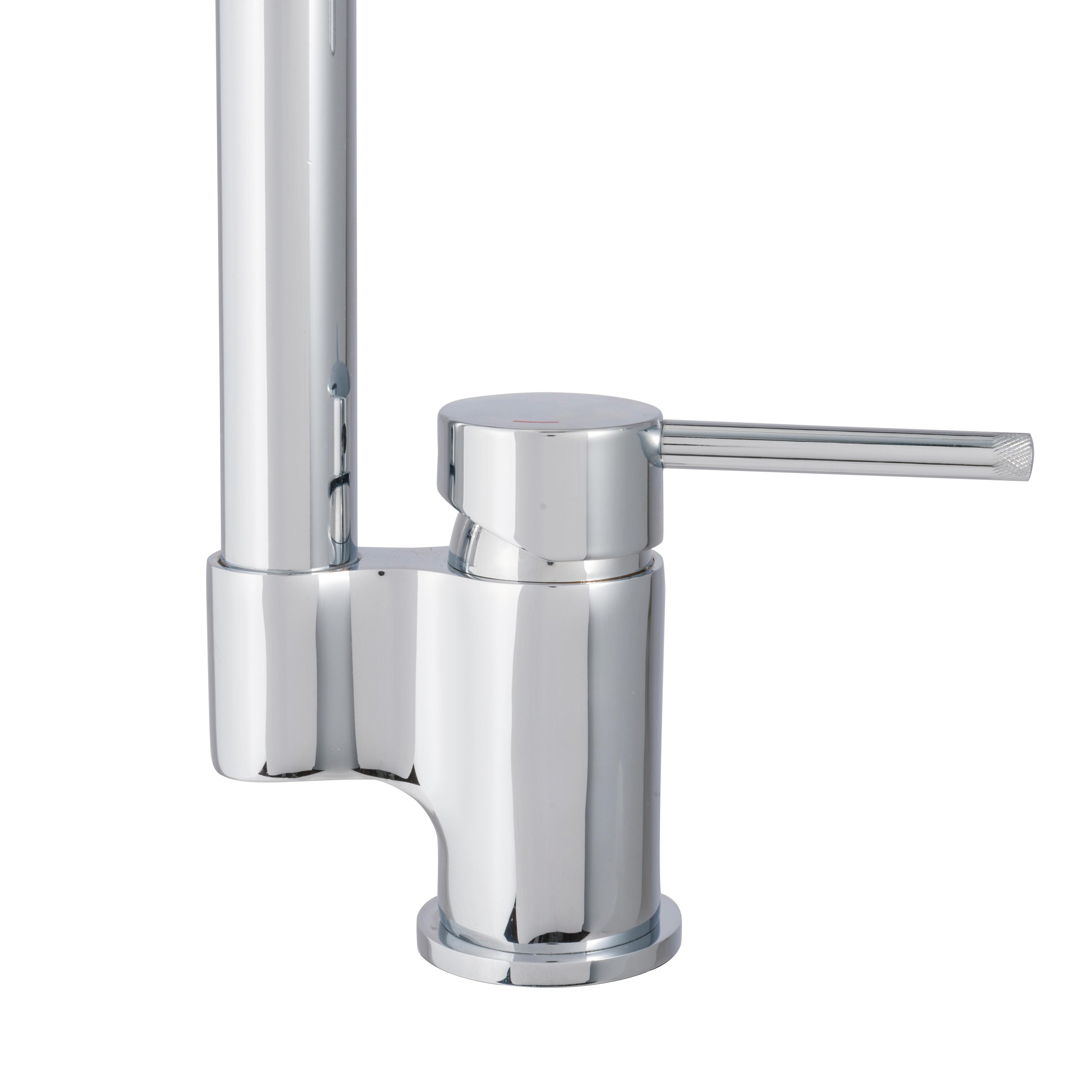 Rubinetto da cucina con doccetta a collo di cigno Gordon argento cromato lucido DELINIA - 5