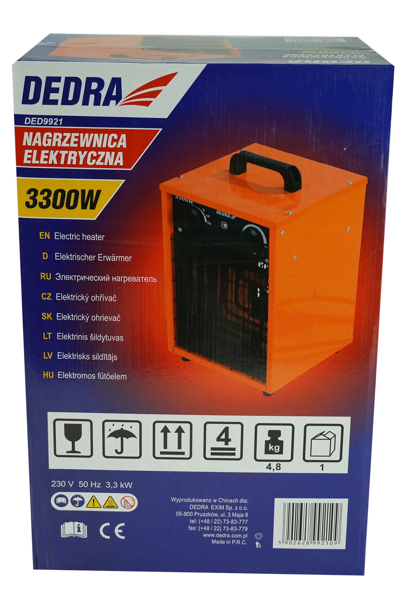 Nagrzewnica wentylatorowa 2 w 1 3.3kW DEDRA - 4