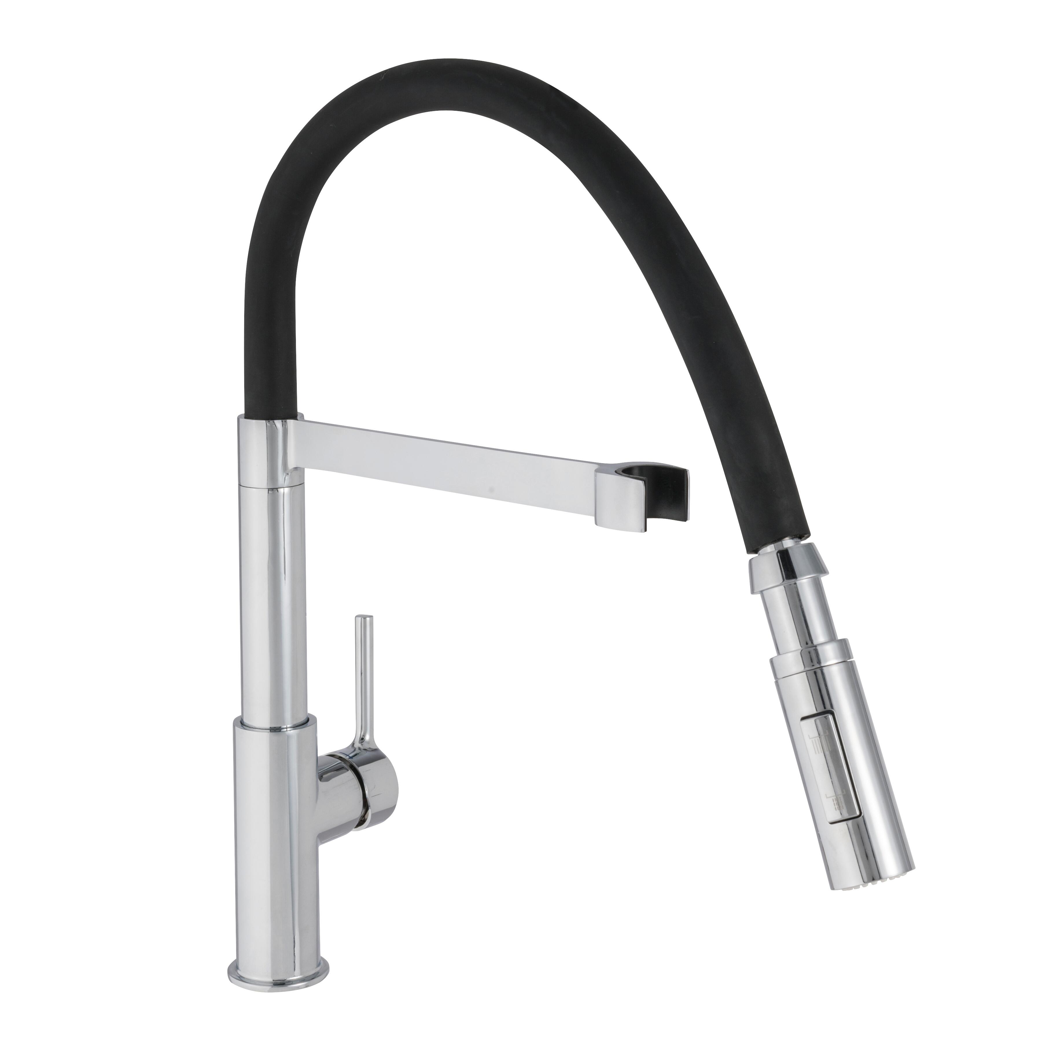 Rubinetto da cucina con doccetta a collo di cigno Holly nero cromo lucido DELINIA - 12