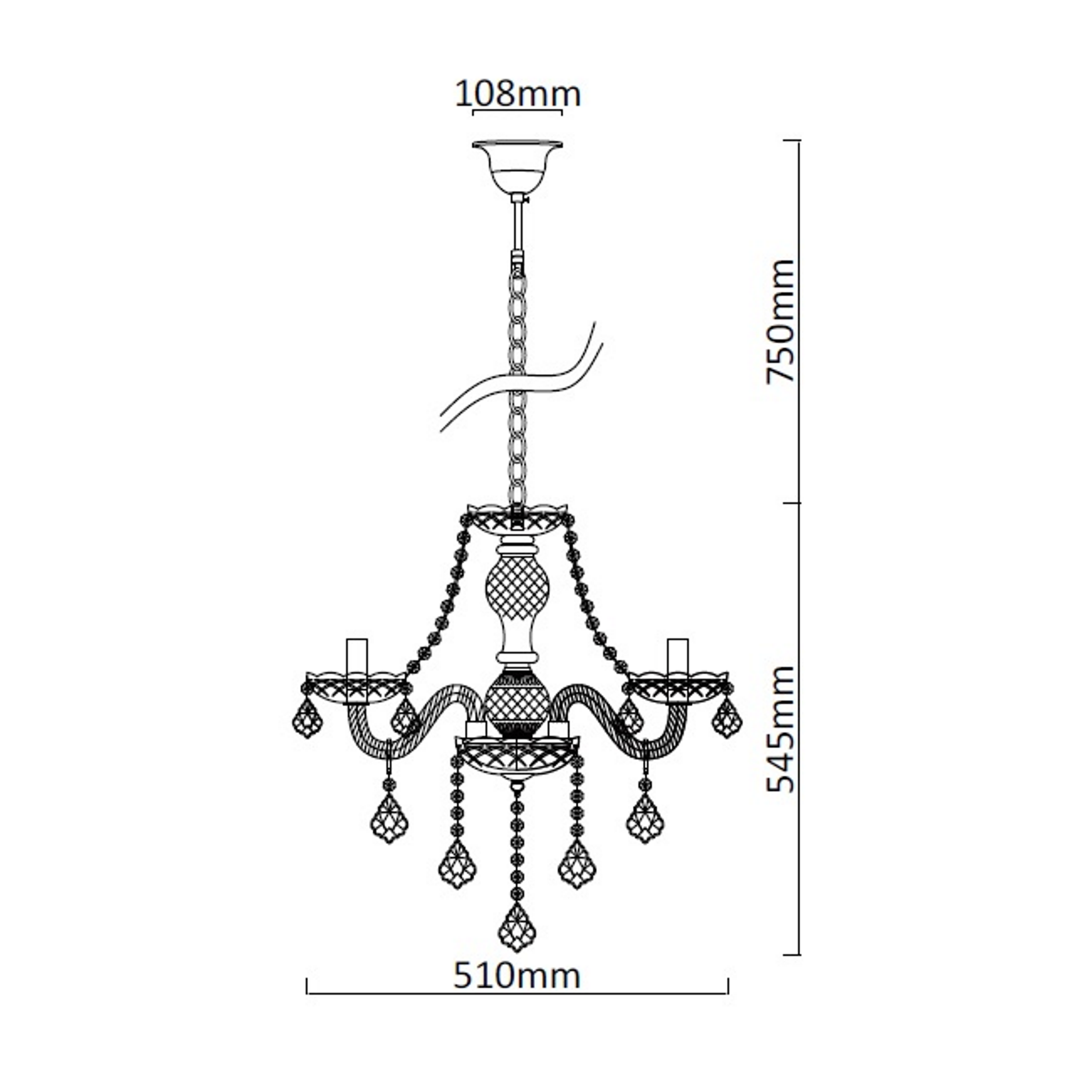 Żyrandol Cristallo transparentny E14 Light Prestige - 3