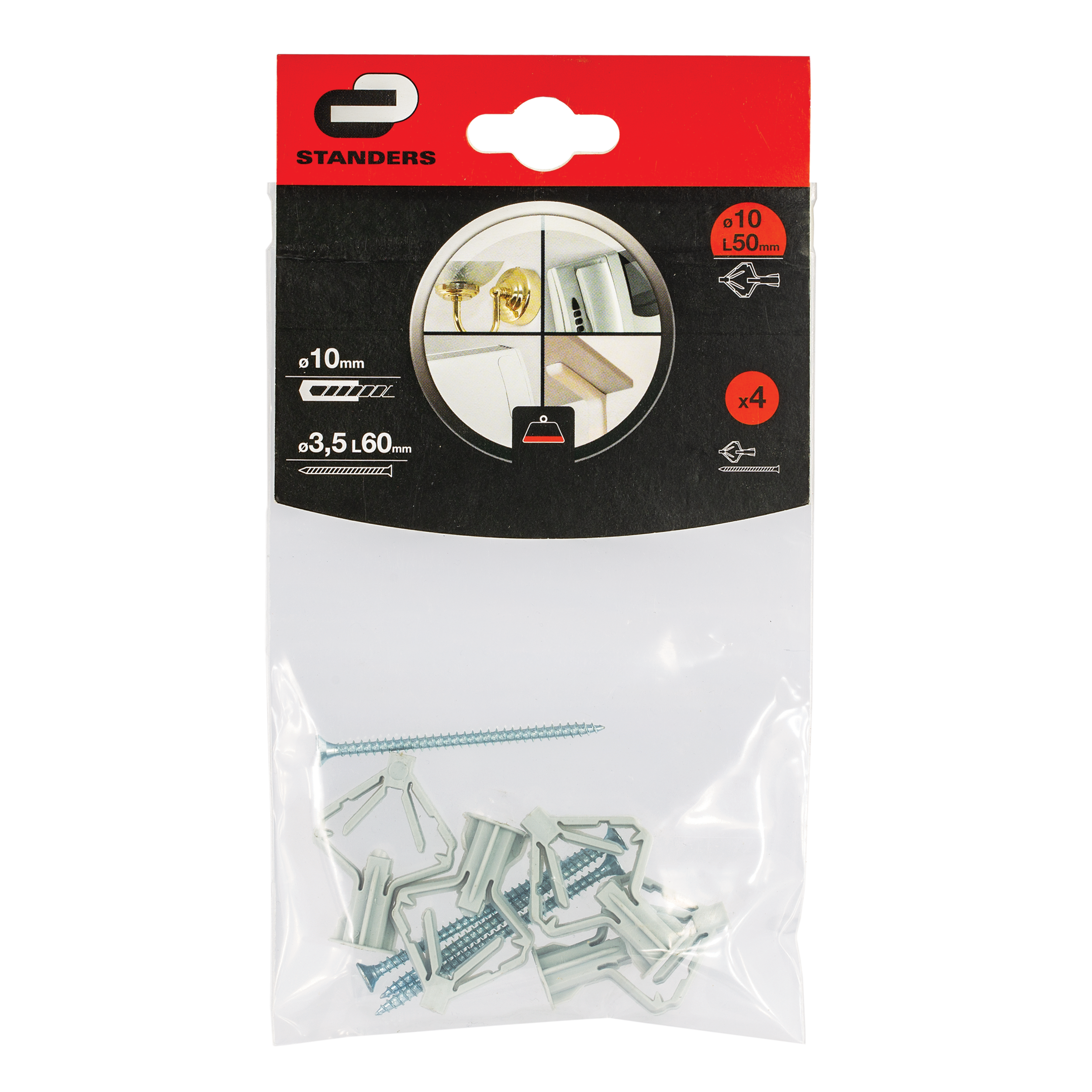 Zestaw kołków do montażu oświetlenia w płytach GK 10 x 50 mm 4 szt. Standers - 2