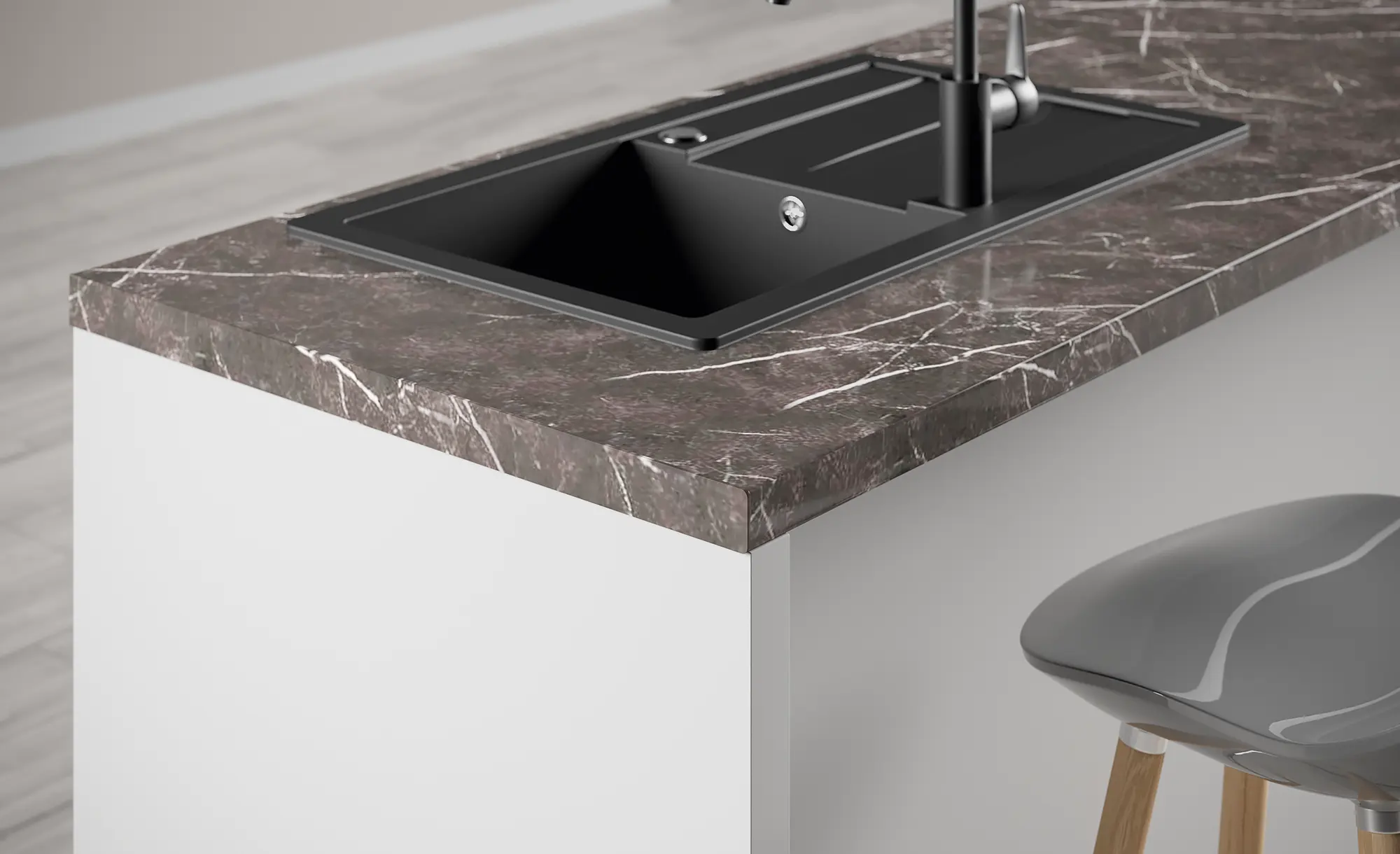 Blat kuchenny laminowany marmur dione 735W R6 3.8x60x305 cm - 2