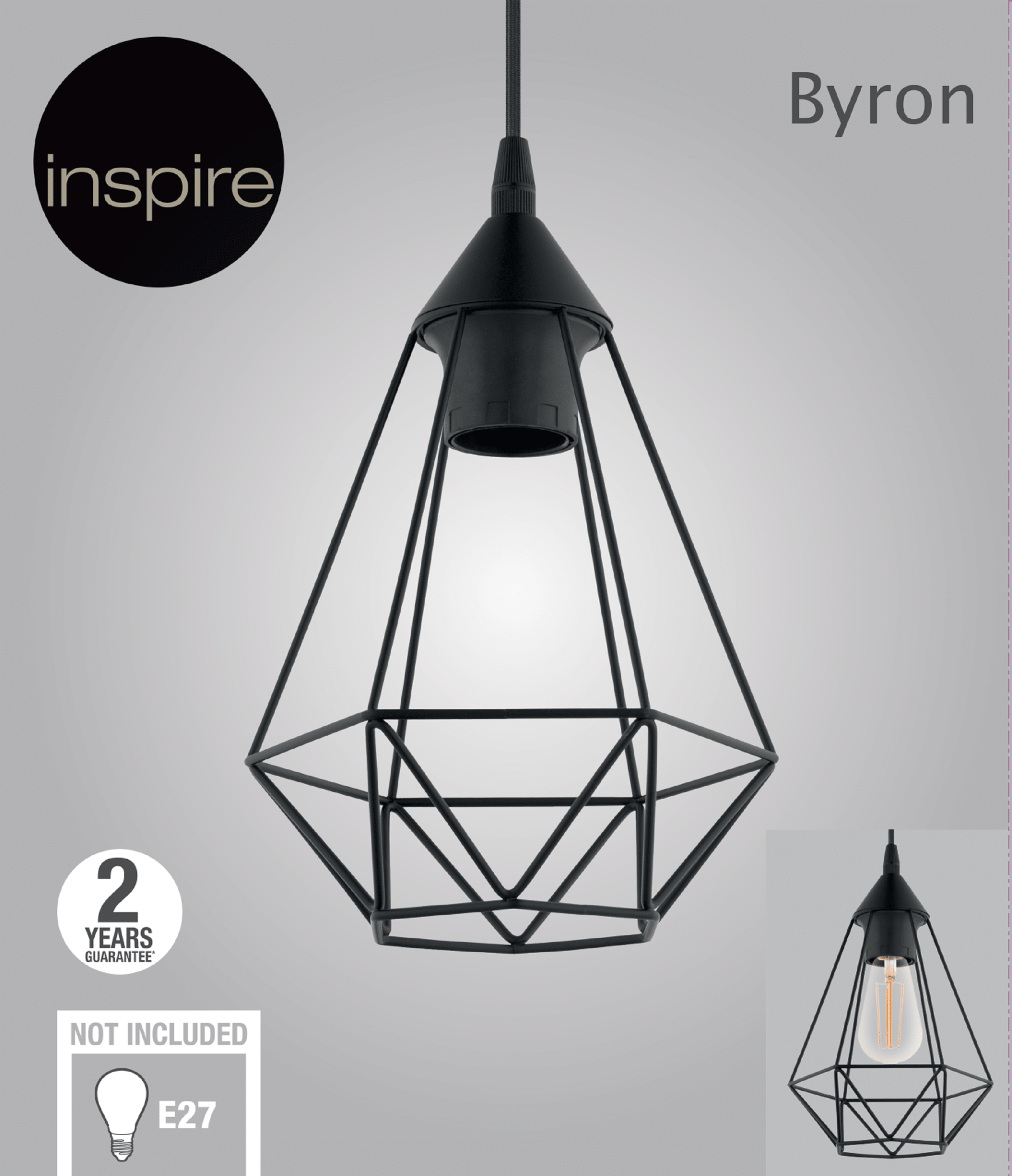 Lampa wisząca Byron czarna E27 Inspire - 14