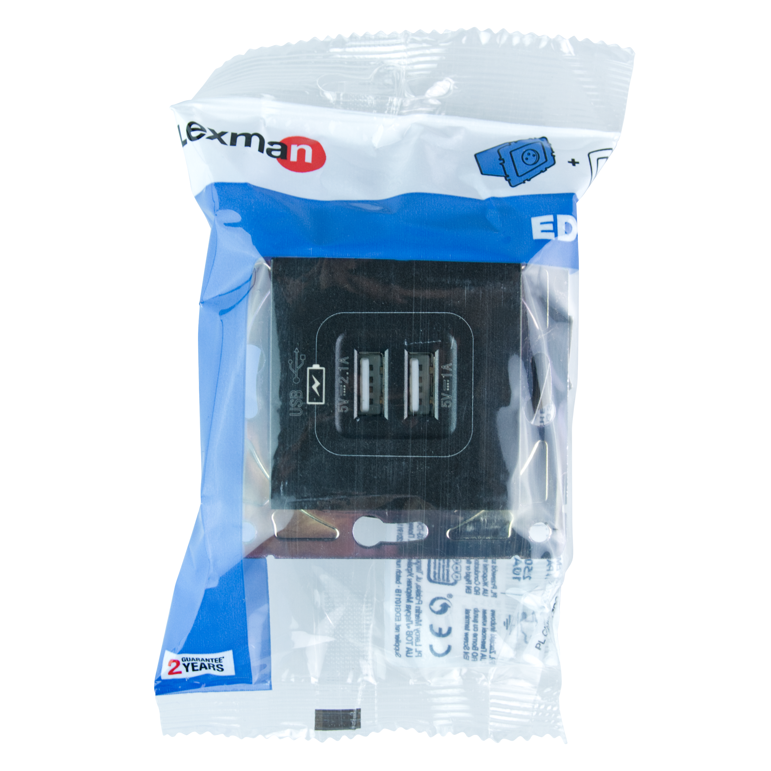 Gniazdo podwójne USB EDGE Czarny LEXMAN - 2