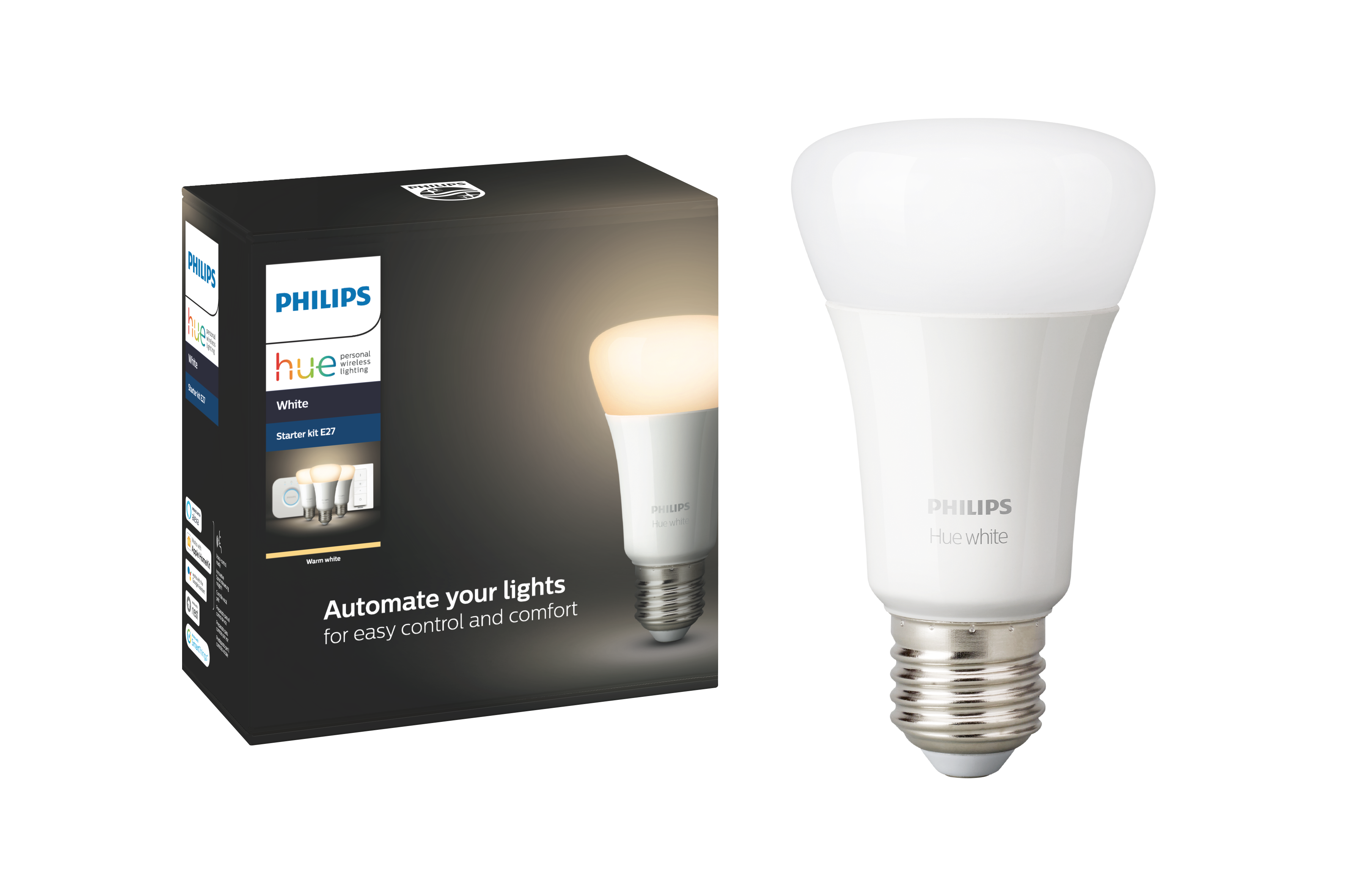 Set da 3 lampadine HUE WHITE BLUETOOTH + BRIDGE + DIMMER, LED, E27 goccia, opaco, luce calda, 9W= 806 LM 150° dimmerabile, PHILIPS HUE - 2