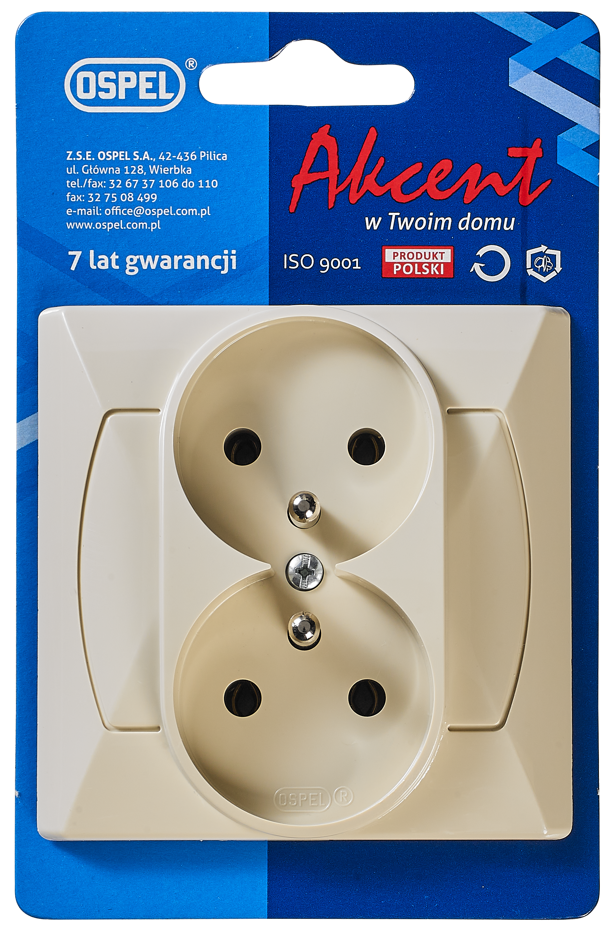 Gniazdo podwójne AKCENT Krem OSPEL - 4