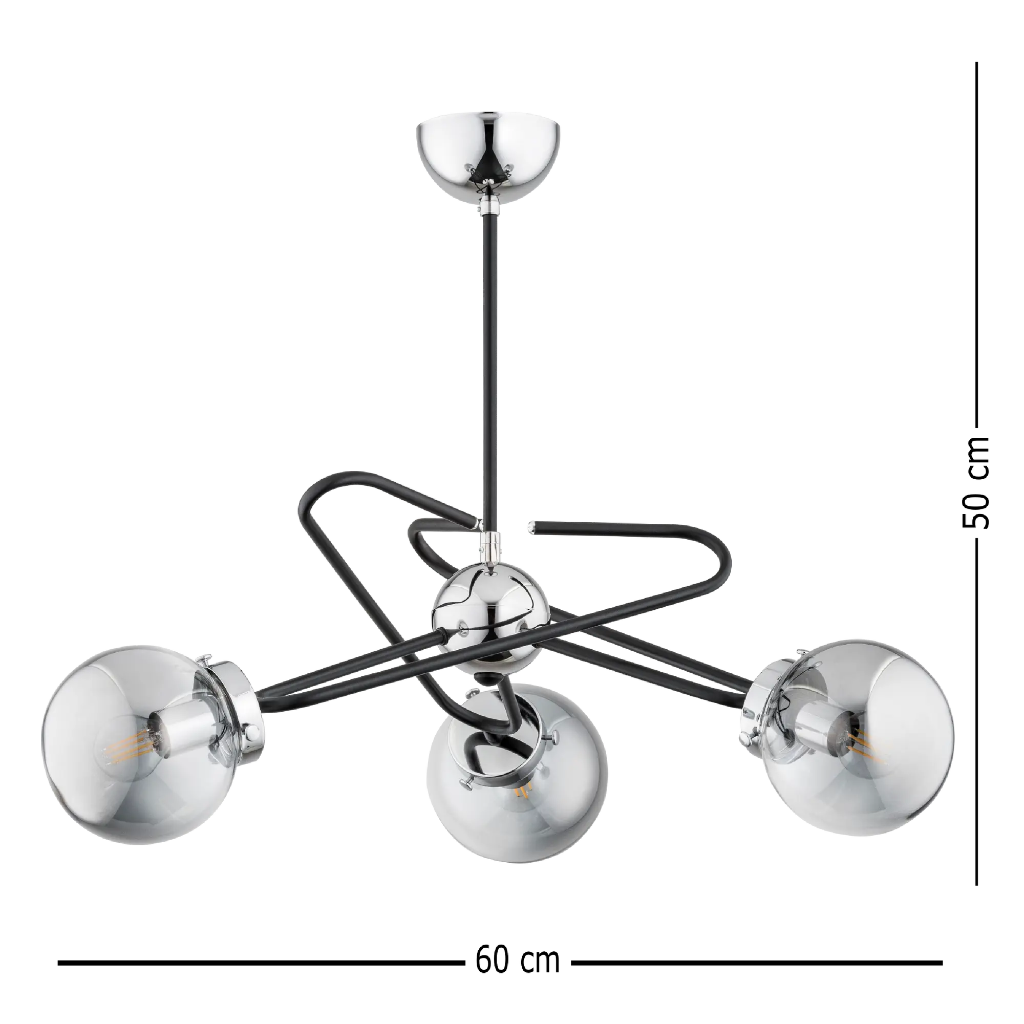 Lampa wisząca Sagito chrom czarna z chromem 3 x E14 Alfa - 4