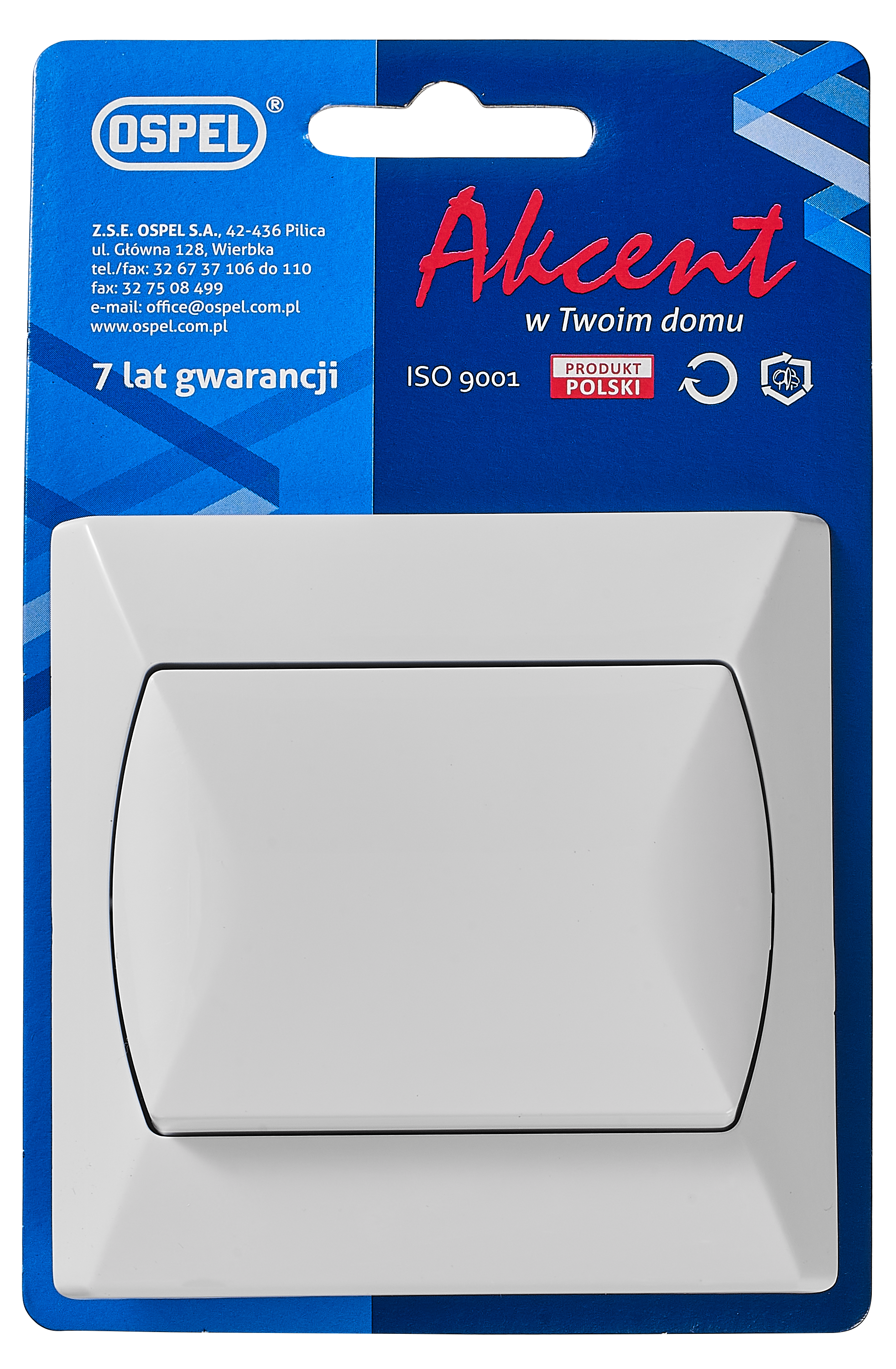 Włącznik pojedynczy AKCENT Biały OSPEL - 13