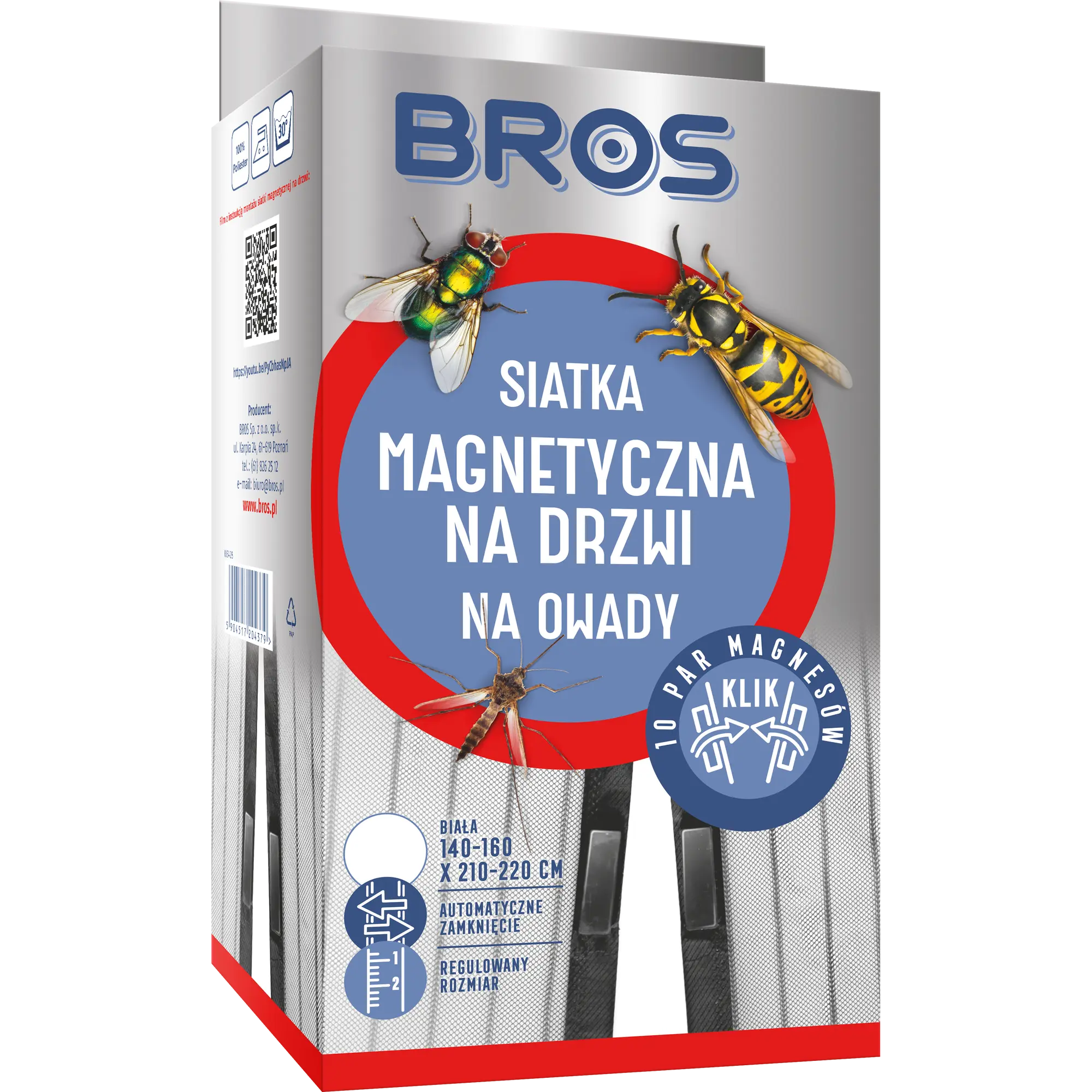 Moskitiera na drzwi 160x220 cm Biała Bros