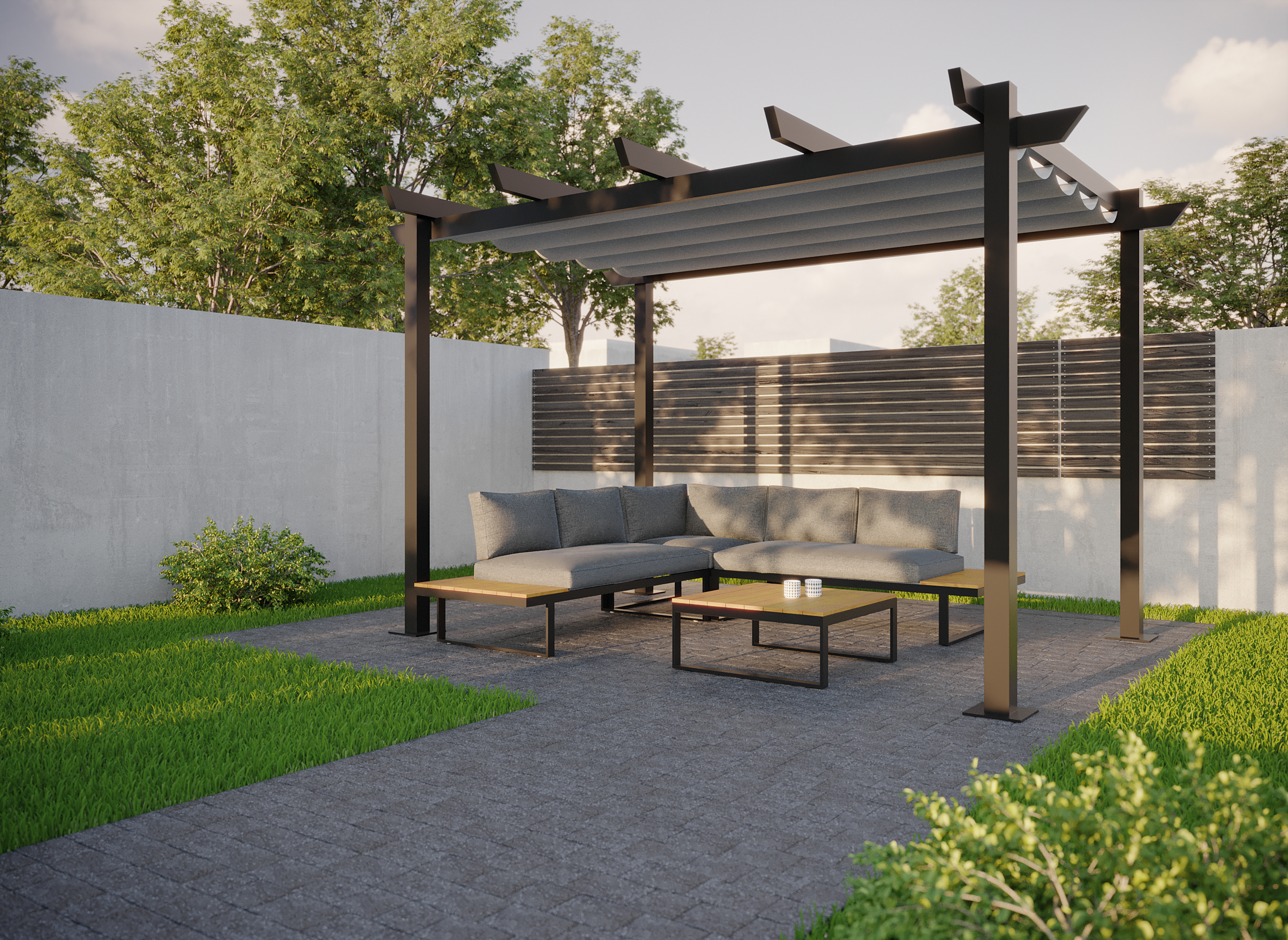 Pergola Omega in alluminio grigio antracite copertura mobile L 400 x P 282 x H 258 cm - 5
