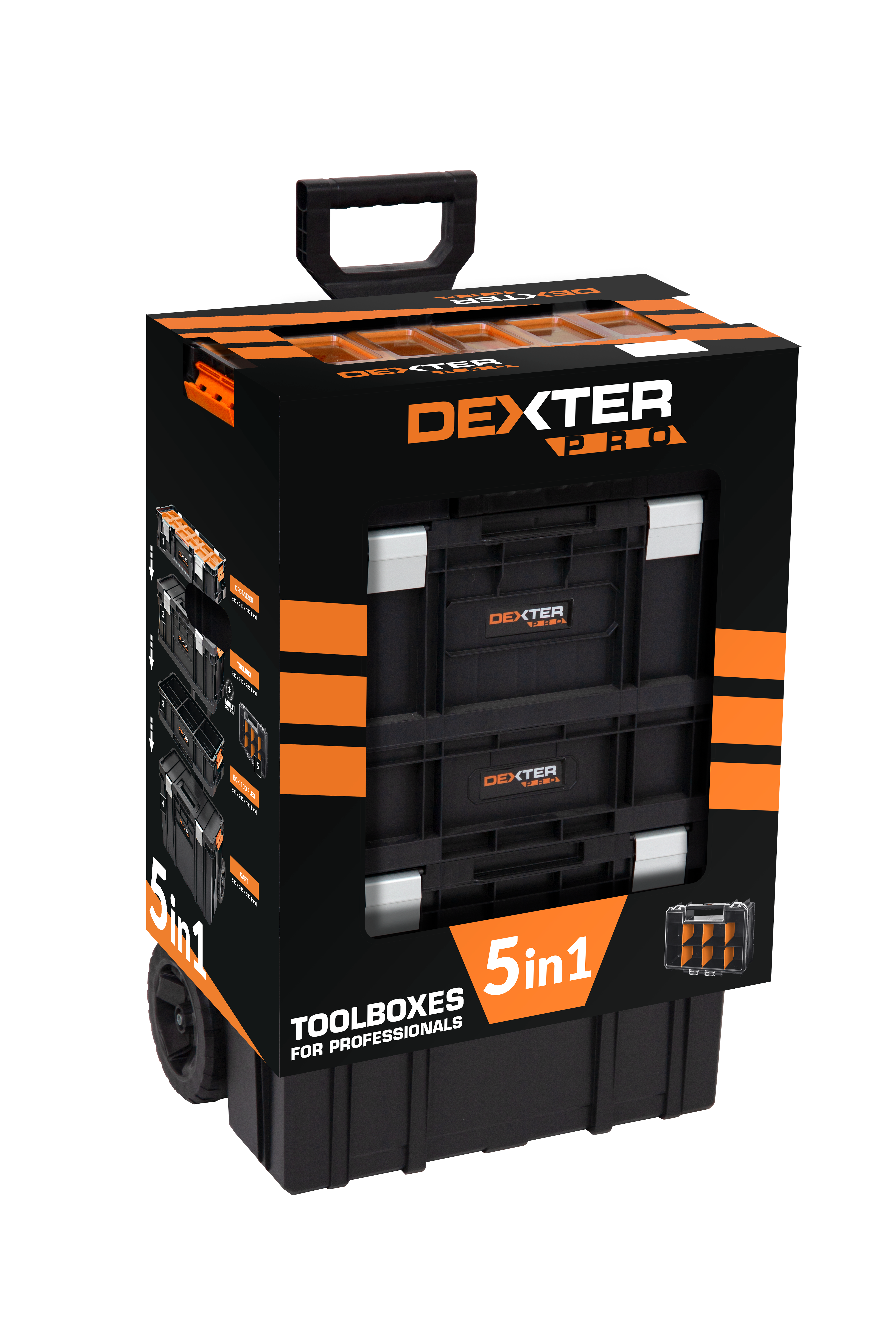 Modularny zestaw skrzyń narzędziowych na kołach 39 x 53.5 x 82 cm Dexter PRO - 2