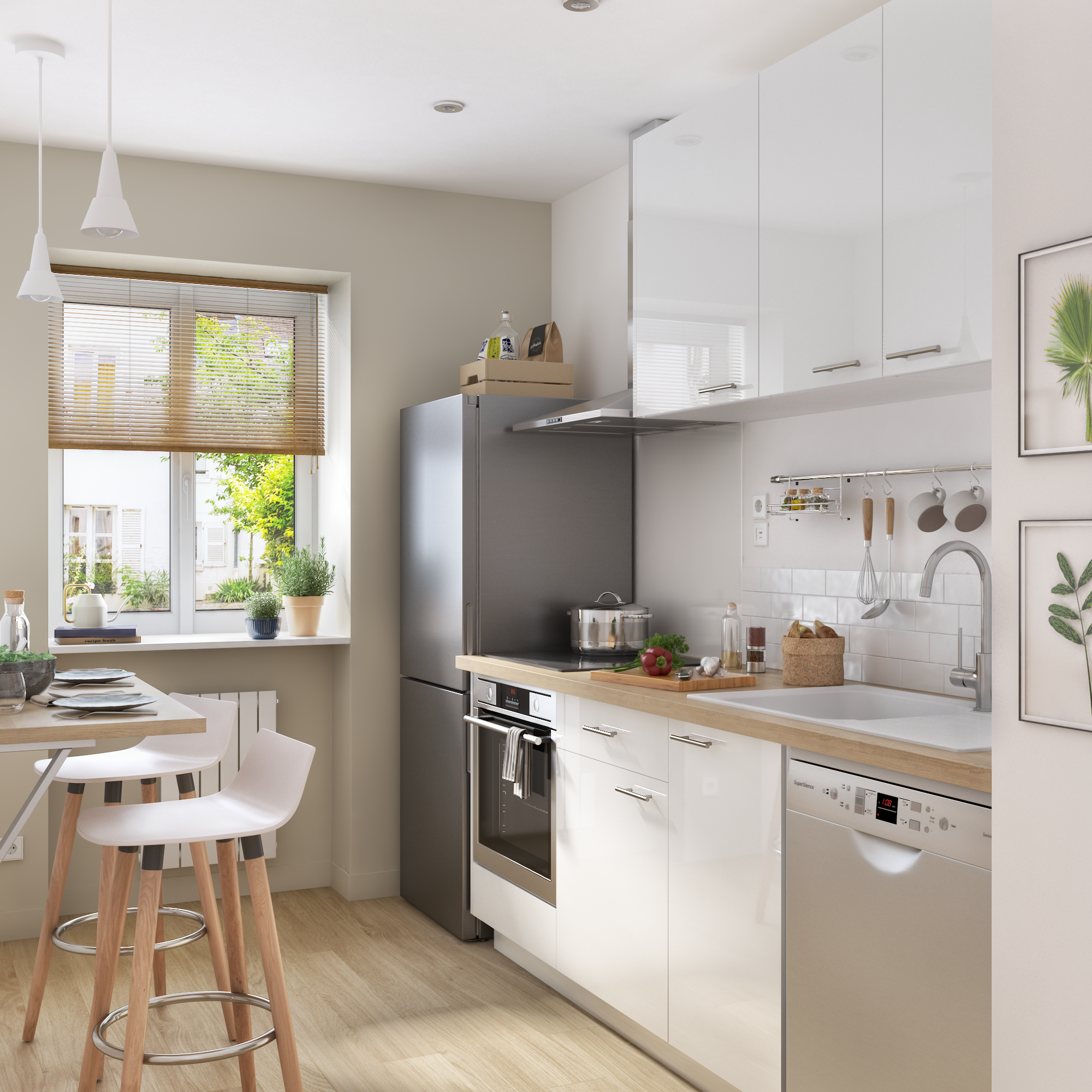 Frente de cajón de cocina Sevilla blanco brillo H 25.6 x L 60 cm - 5