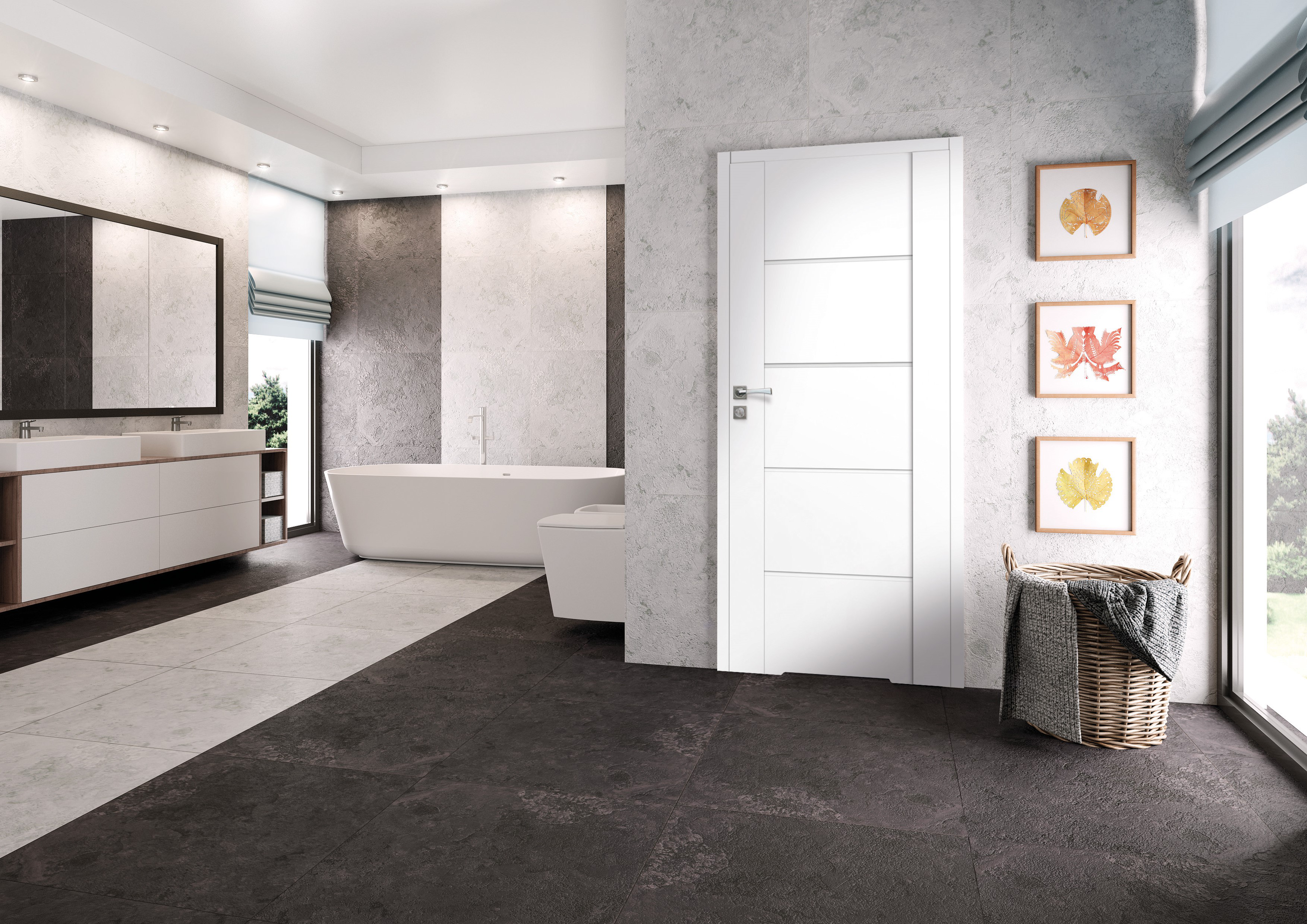 Drzwi wewnętrzne bezprzylgowe łazienkowe z podcięciem wentylacyjnym Malibu White 80 Prawe Artens - 2