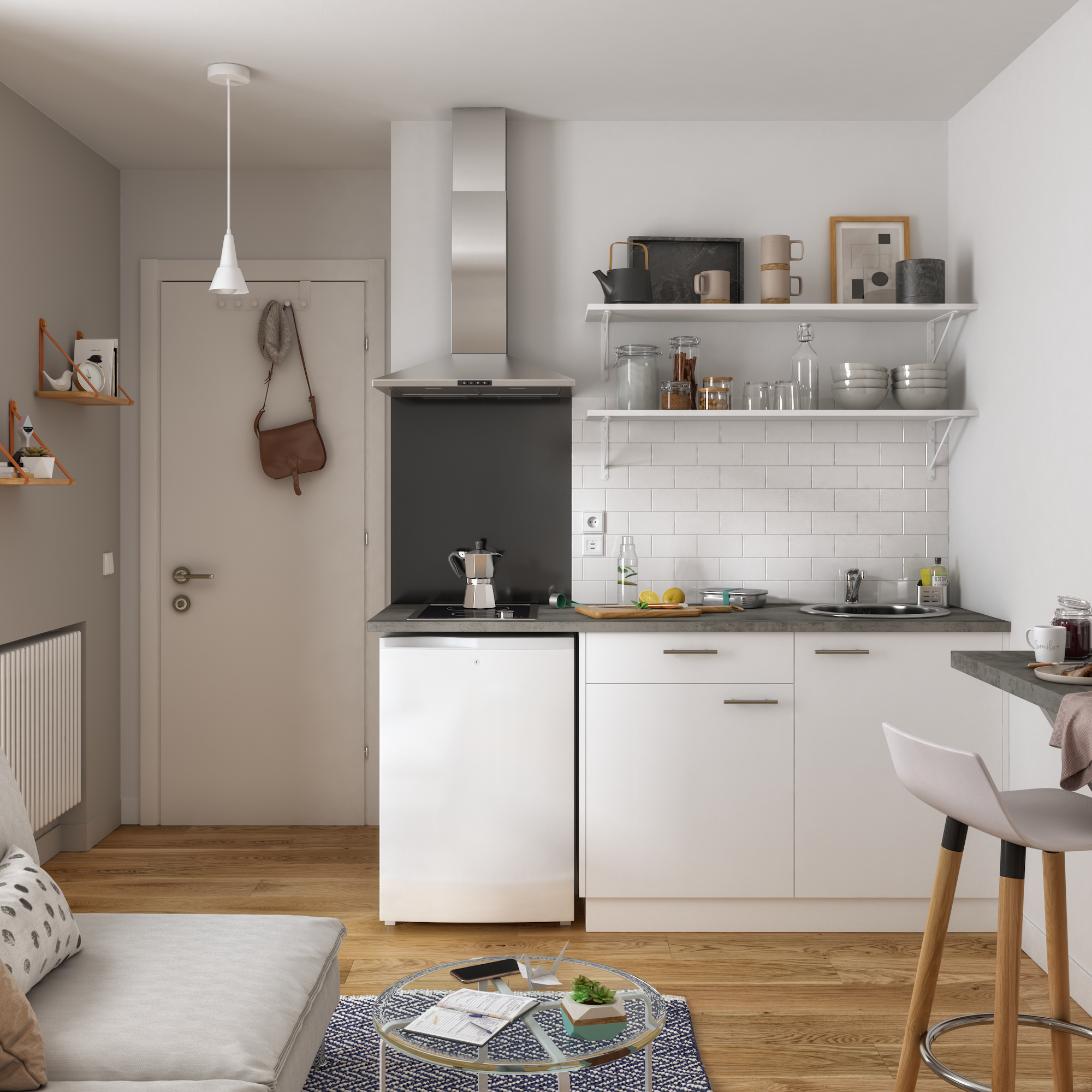 Regleta angular de para mueble de cocina Delinia iD Sofia blanco mate Alt 76.8 x An 9 x Esp 1.8 cm - 9