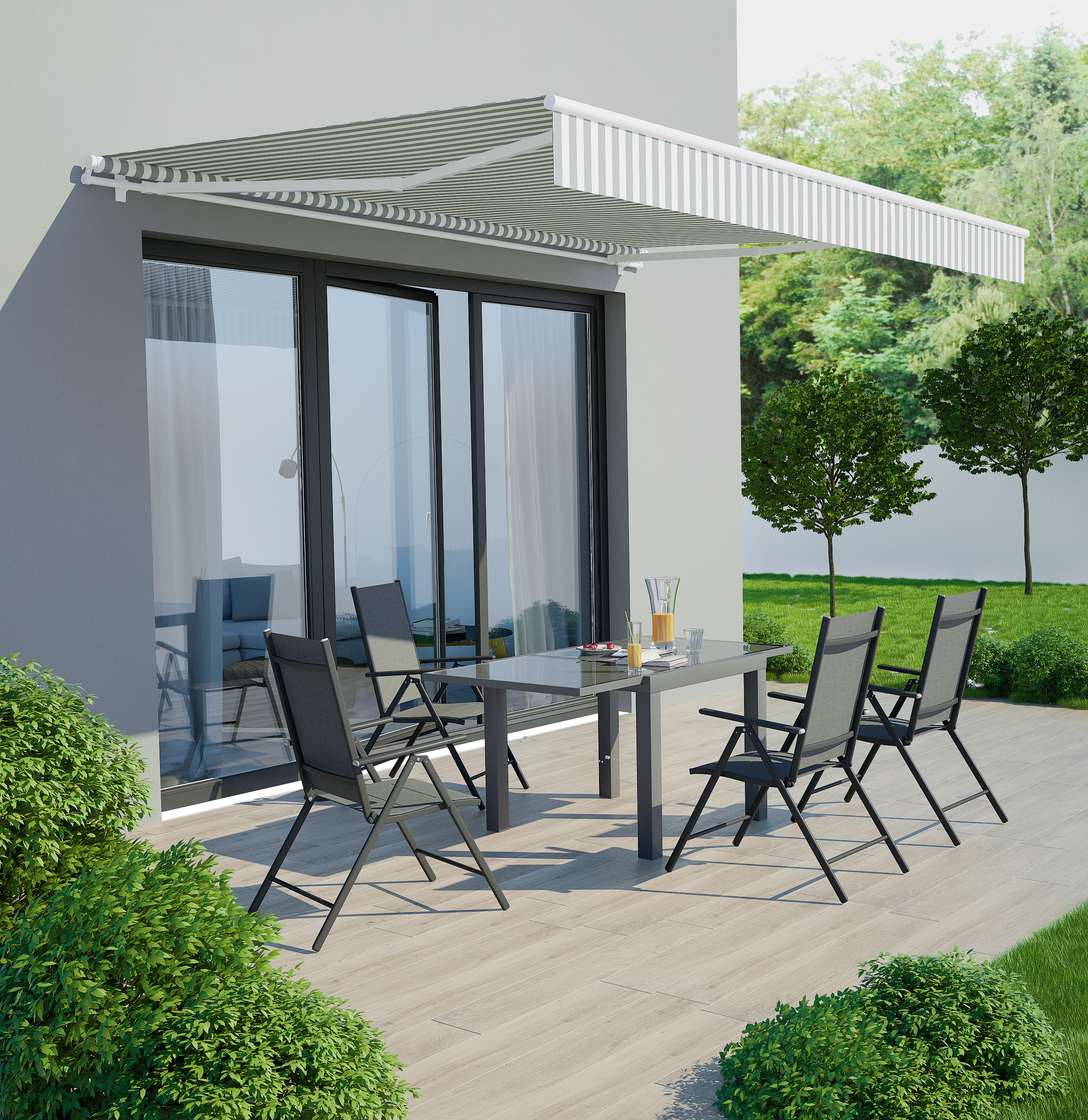 Markiza tarasowa manualna 3.95x3 metry Calima biało-szara Naterial