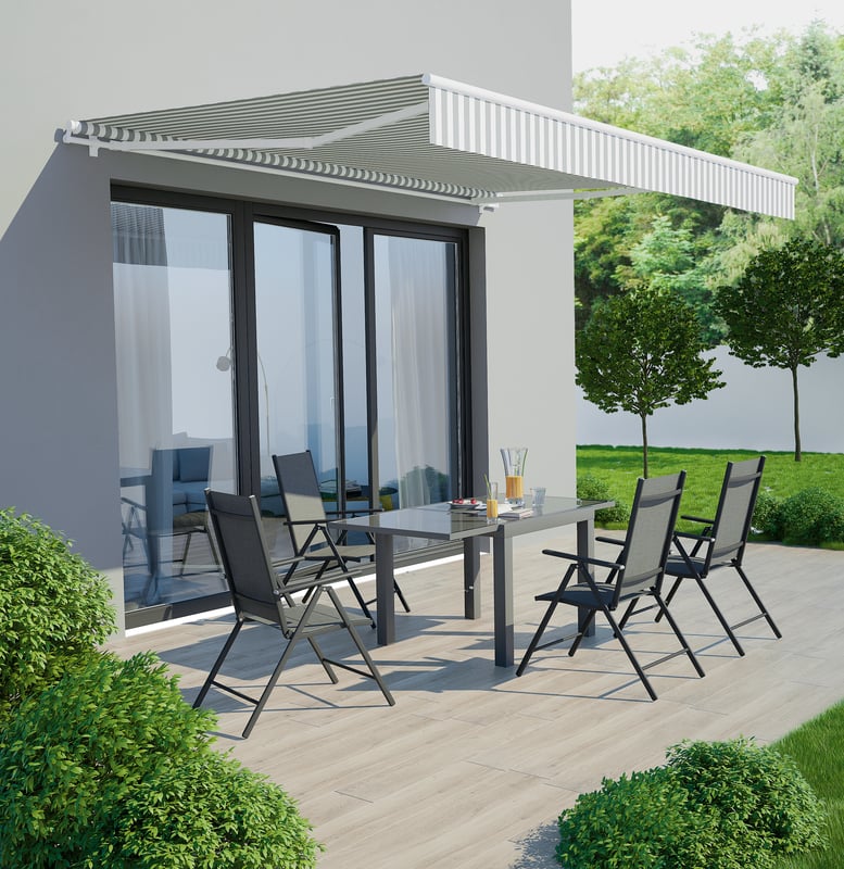 Markiza tarasowa manualna 3.95x3 metry Calima biało-szara Naterial