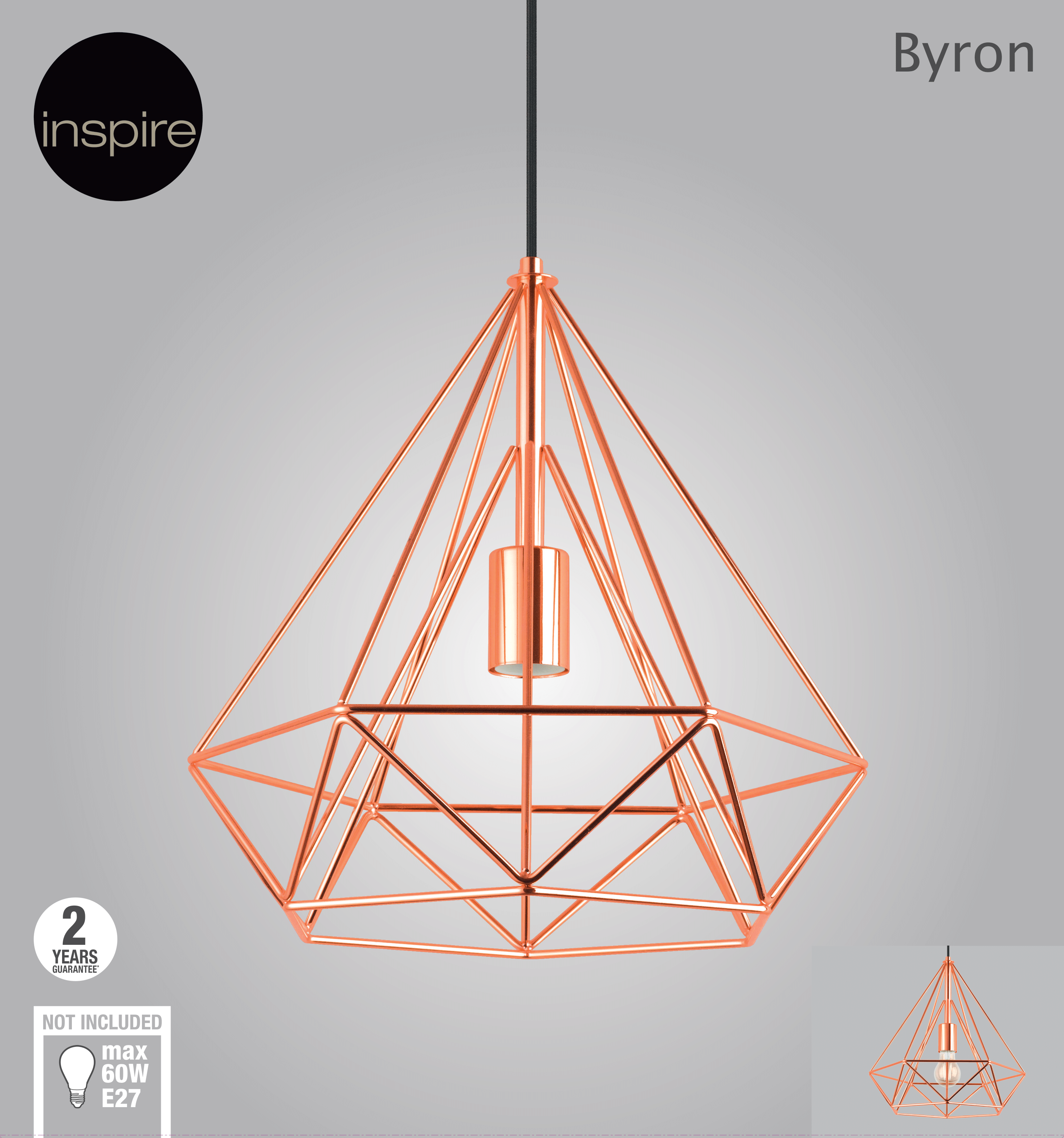 Lampa wisząca Byron miedziana E27 Inspire - 4