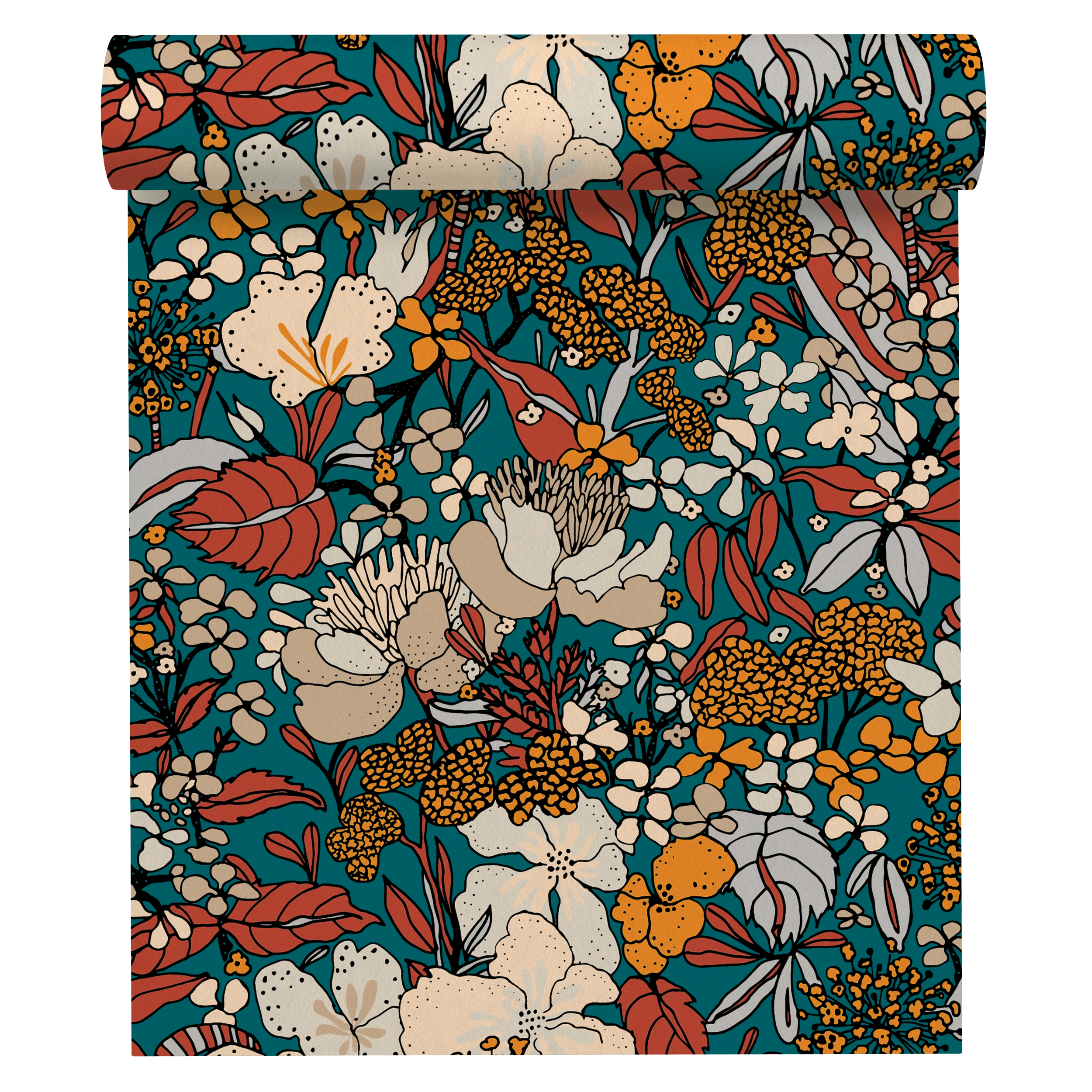 Tapeta Floral Impression 377562 zielona morska winylowa na flizelinie
