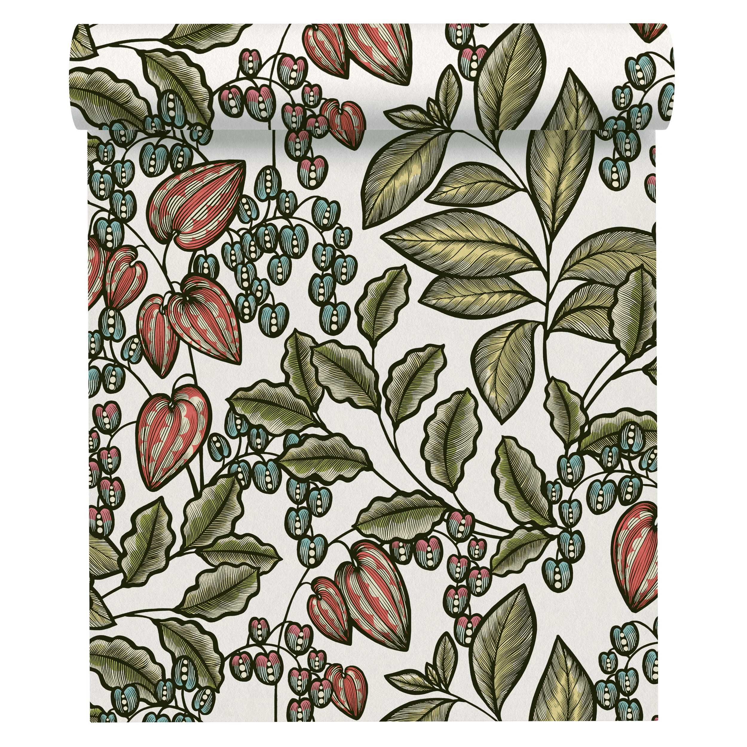 Tapeta Floral Impression 377545 biało-zielona winylowa na flizelinie