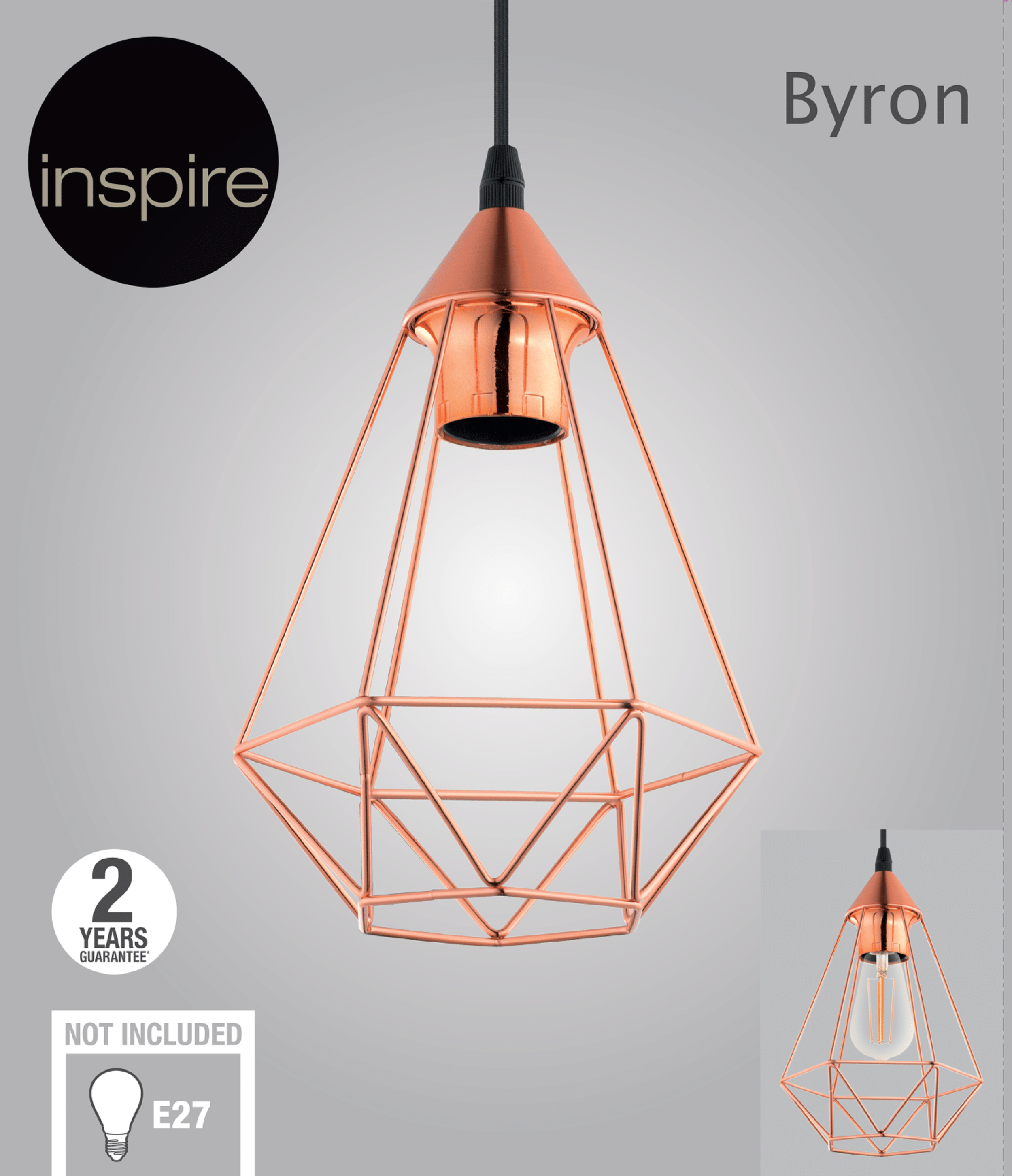 Lampa wisząca Byron miedziana E27 Inspire - 6