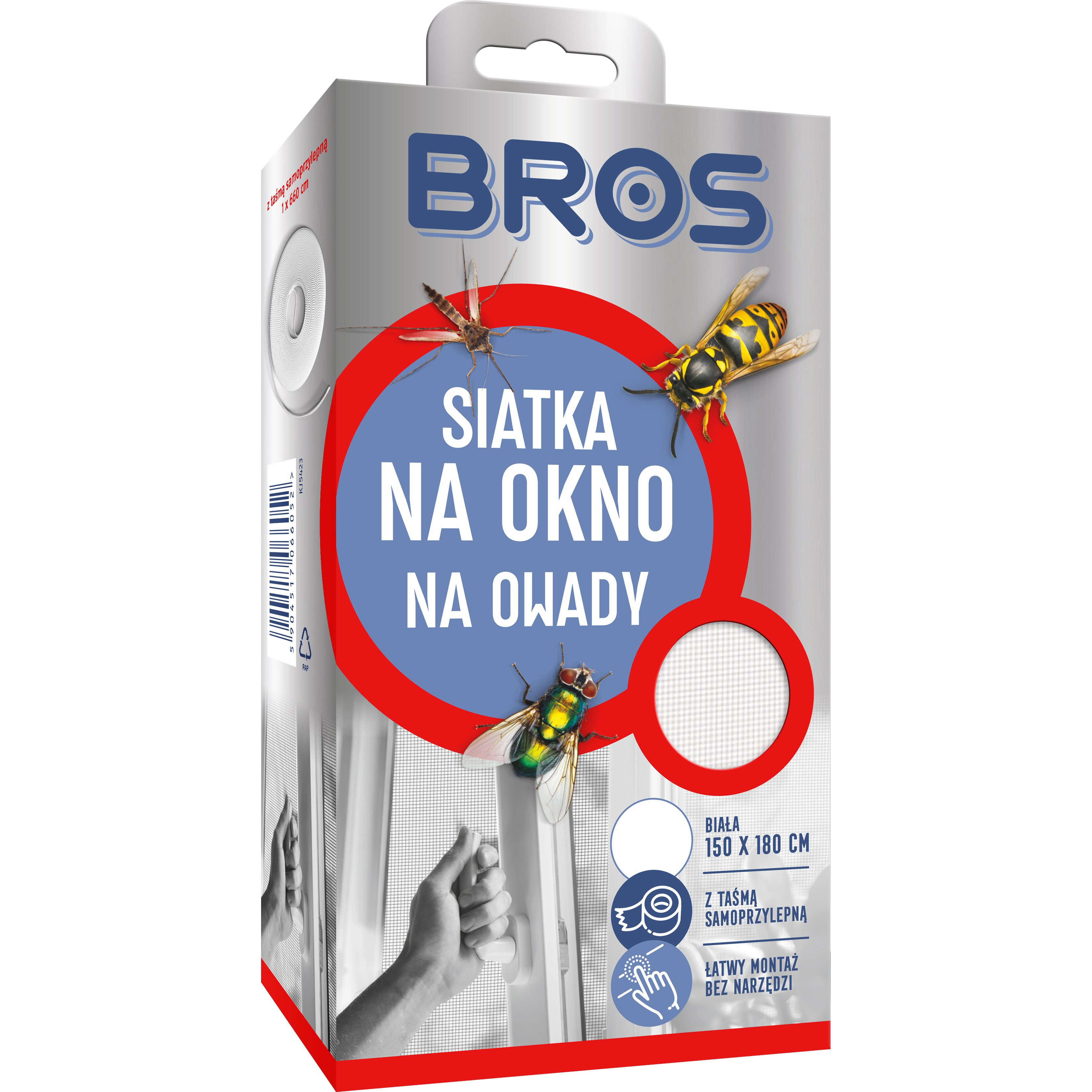 Moskitiera na okno 150x180 cm Biała Bros