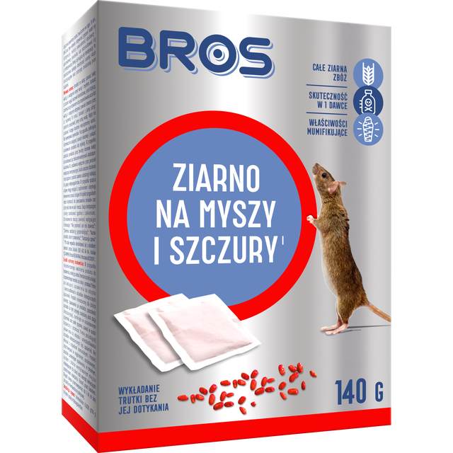 Środek na myszy i szczury ziarno 140g Bros