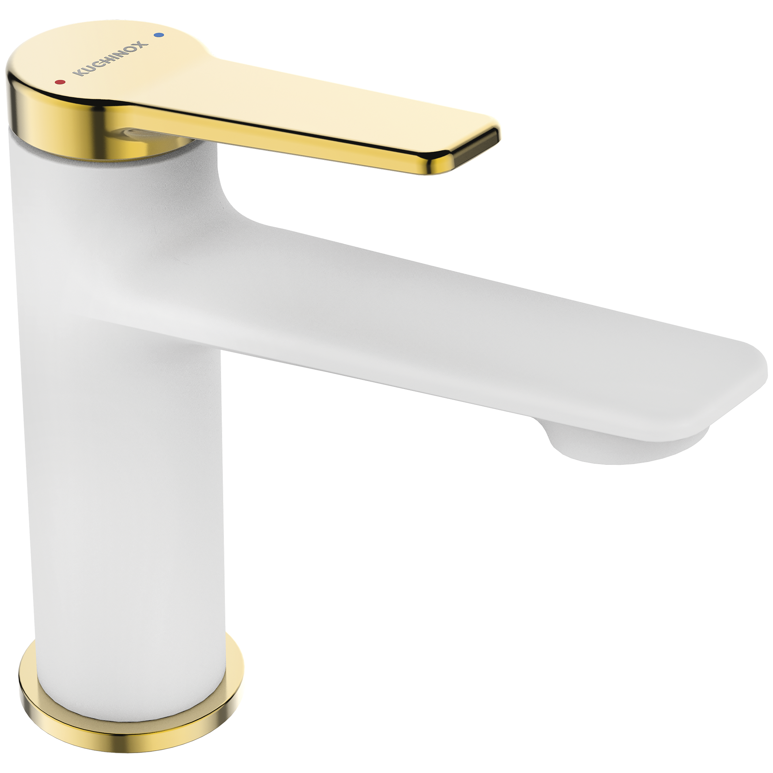 Bateria umywalkowa biała Alanis2 wylewka L Biało Złota Kuchinox