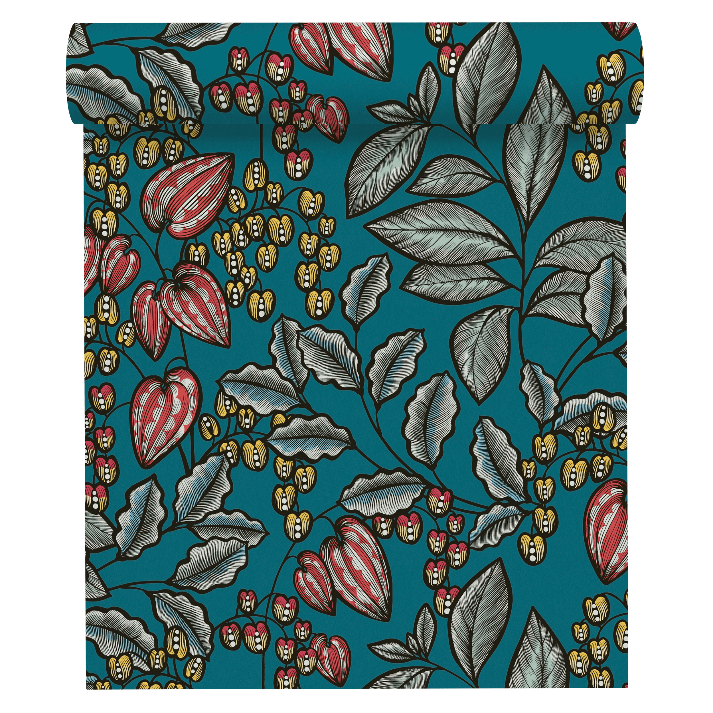 Tapeta Floral Impression 377542 zielona morska winylowa na flizelinie