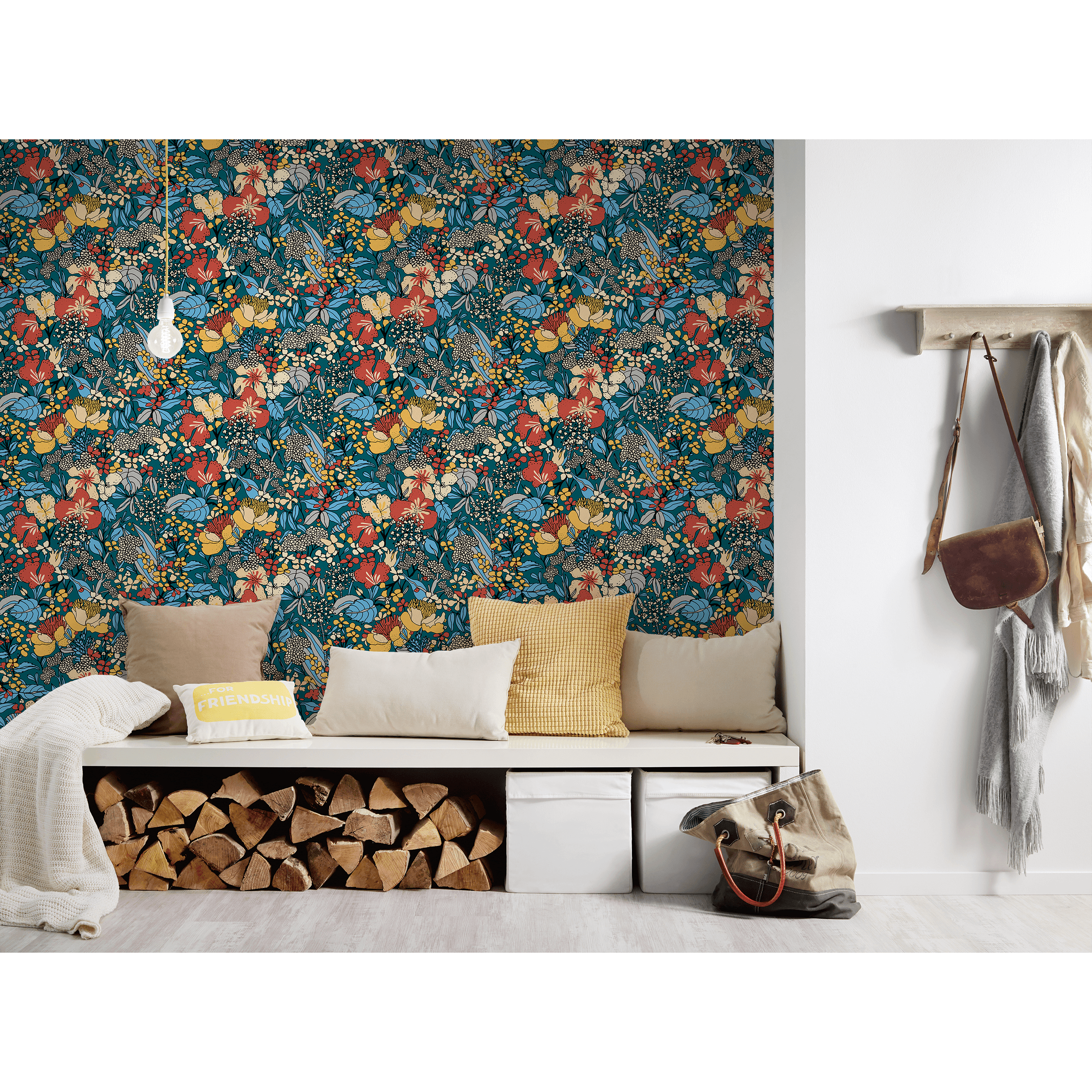 Tapeta Floral Impression 377564 niebieska winylowa na flizelinie